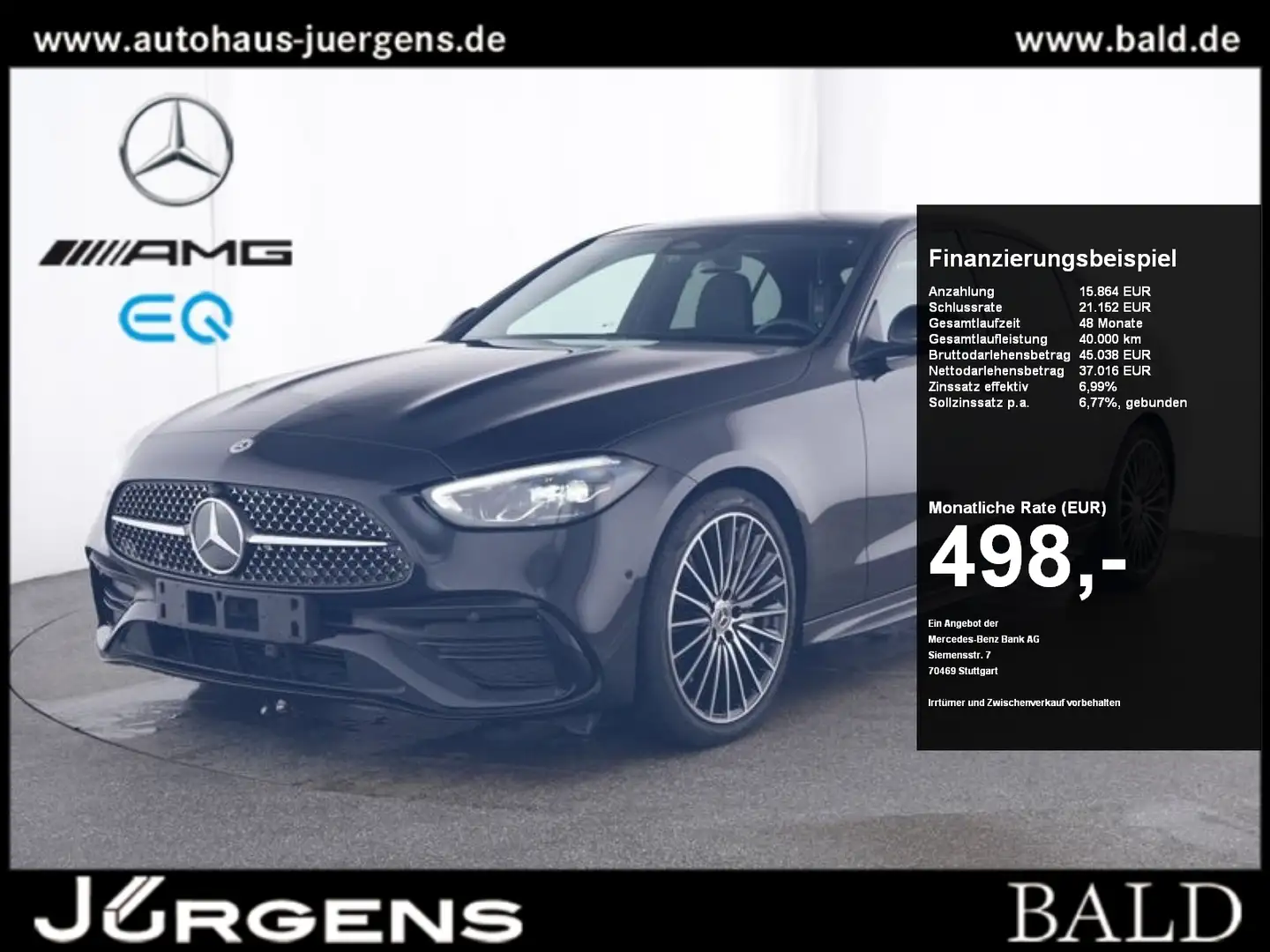 Mercedes-Benz C 300 AMG/Digital/Pano/Burm3D/360/Memo/Night/19" Schwarz - 1
