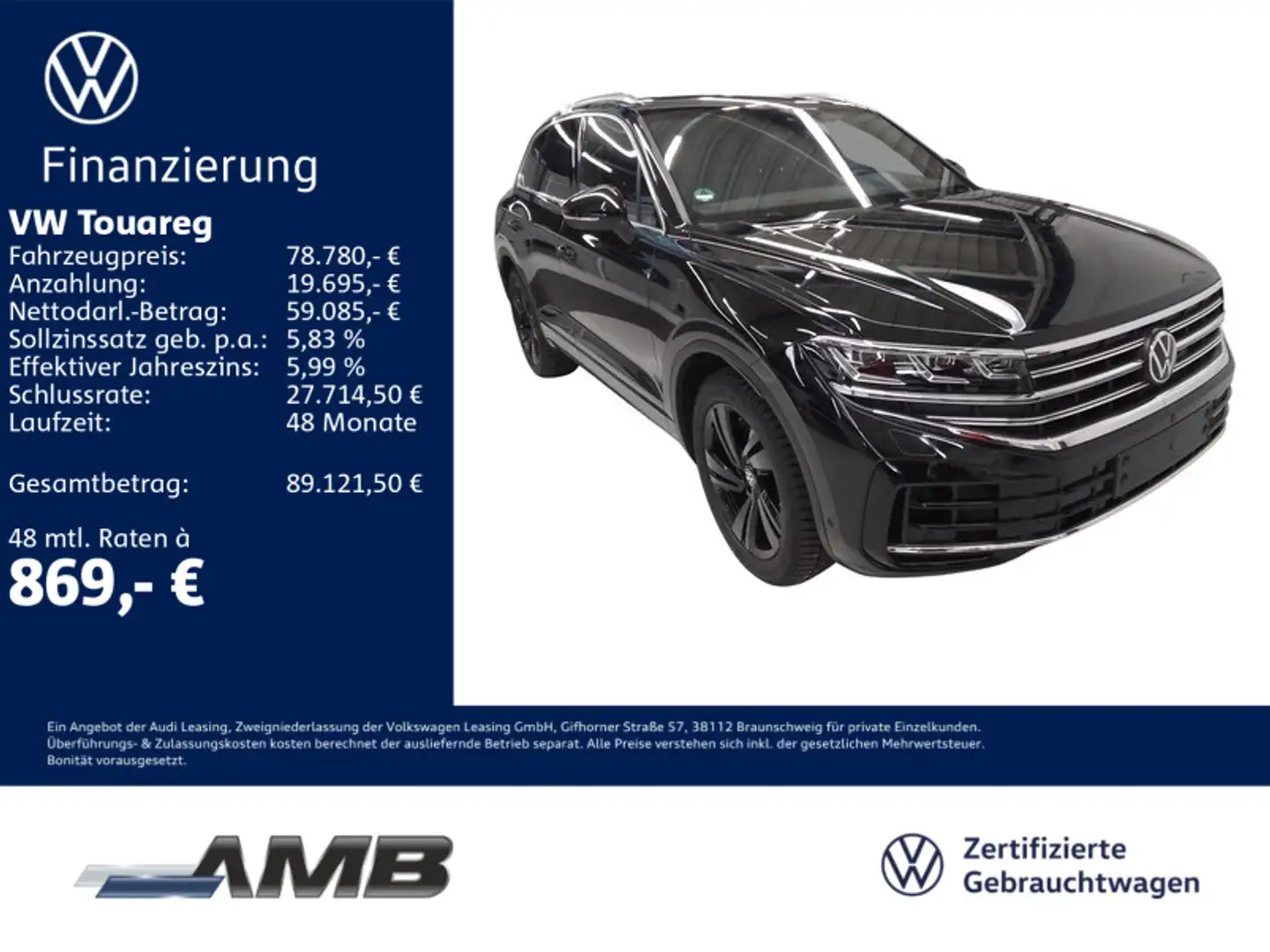 Volkswagen Touareg Elegance eHybrid AHK/Luft/Pano/01.30Gara Schwarz - 1