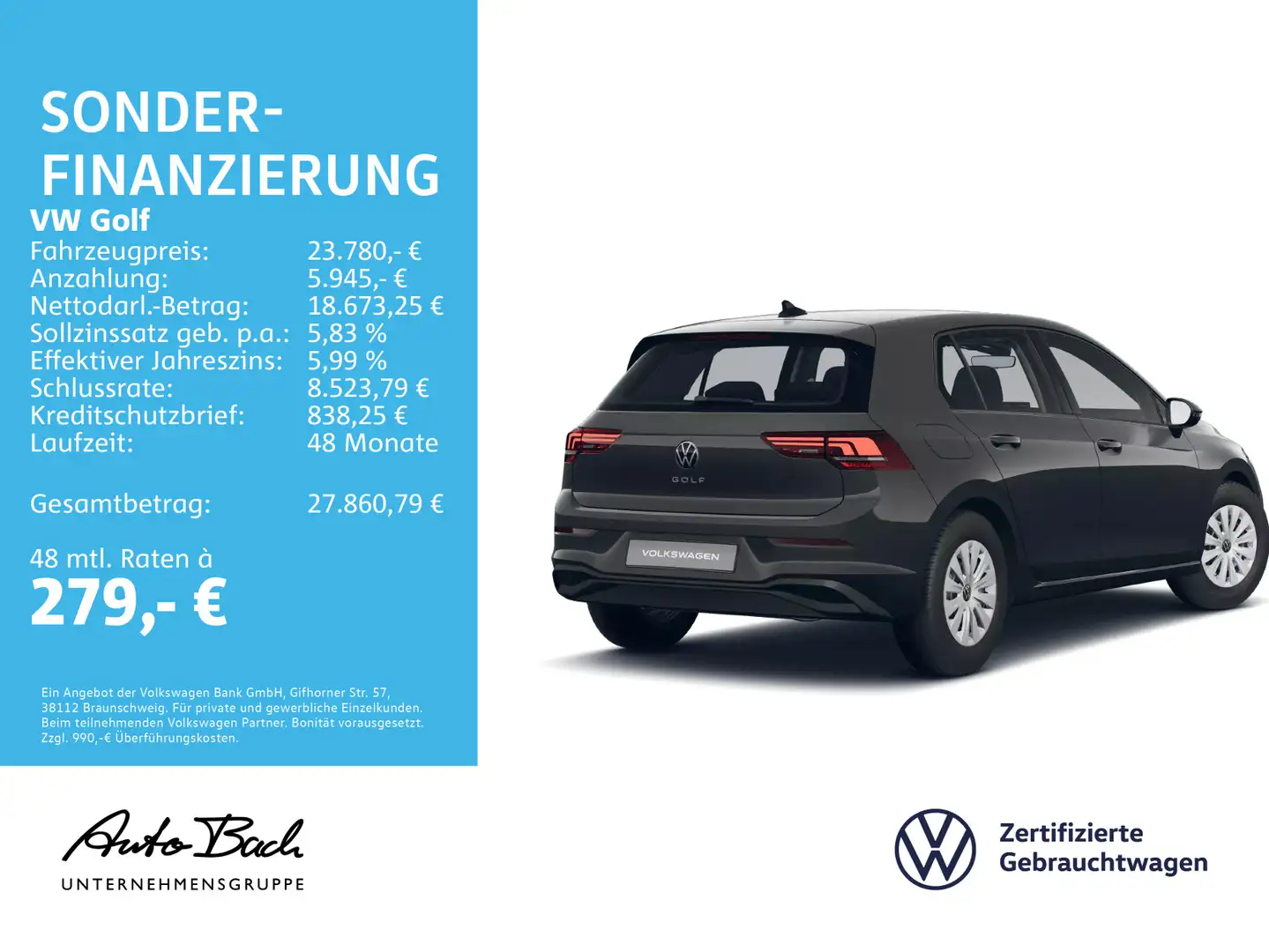 Volkswagen Golf VIII 1.5 TSI LED Digital Cockpit ACC EPH DA Grau - 2