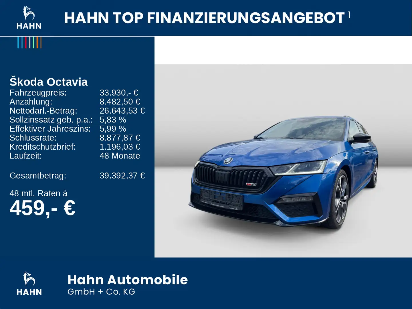 Skoda Octavia Combi 2.0TDI DSG 4x4 RS  Matrix AHK Pano Blau - 2