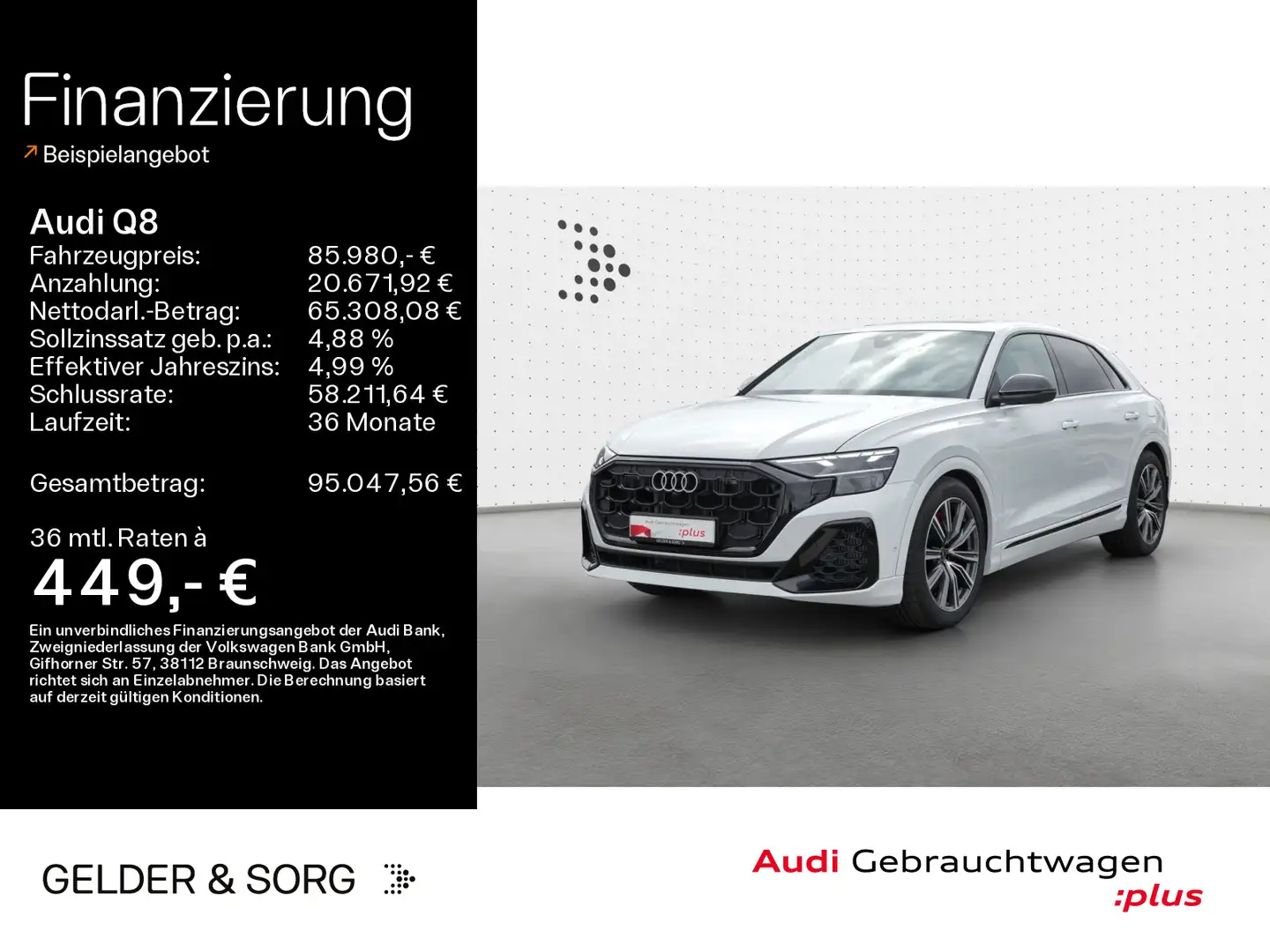 Audi Q8 60 TFSIe quattro S line AHK*Air*Pano*360°*HuD Blanc - 1