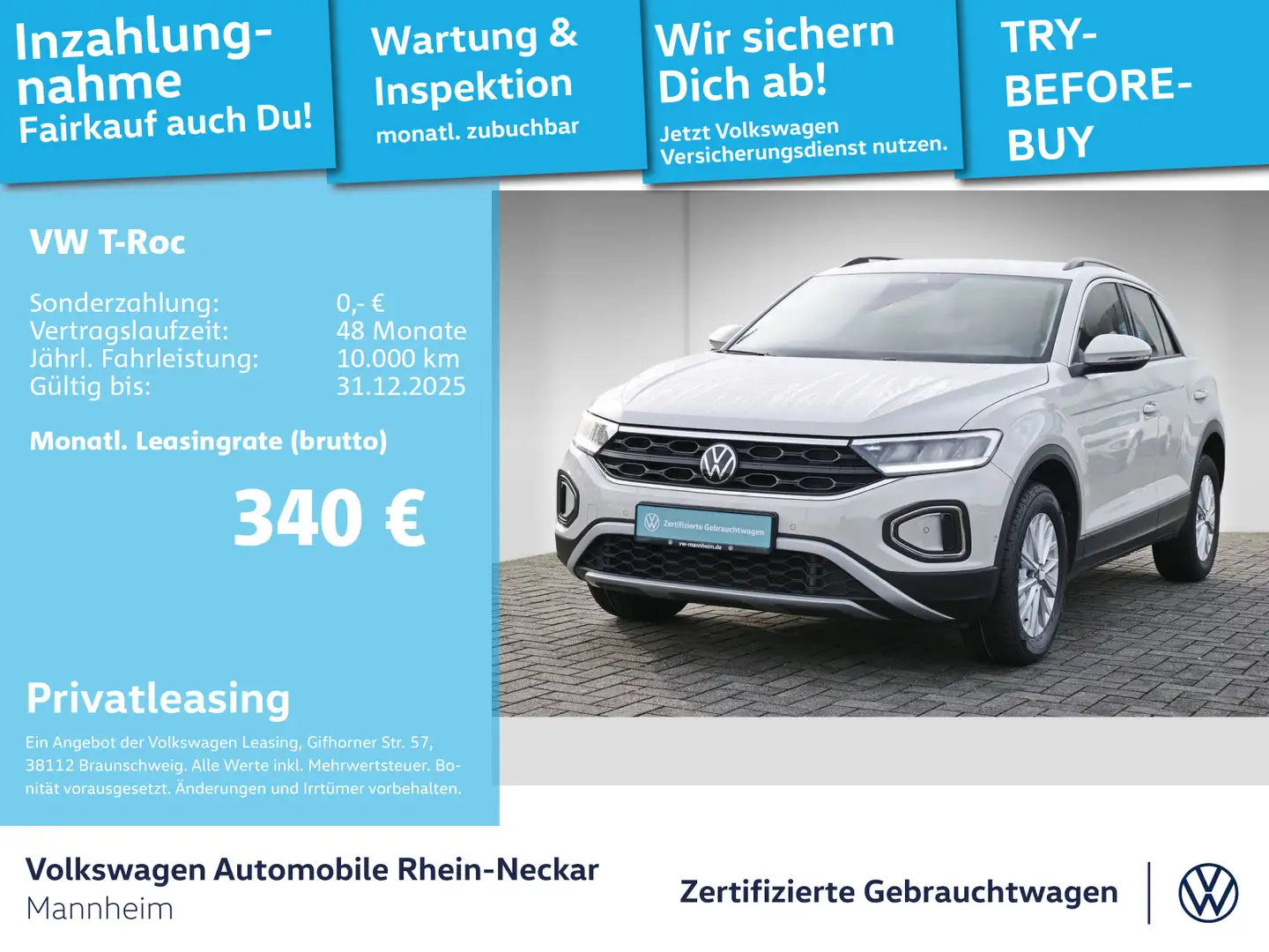 Volkswagen T-Roc 1.5 TSI Life DSG Navi PDC LED uvm. Grau - 1