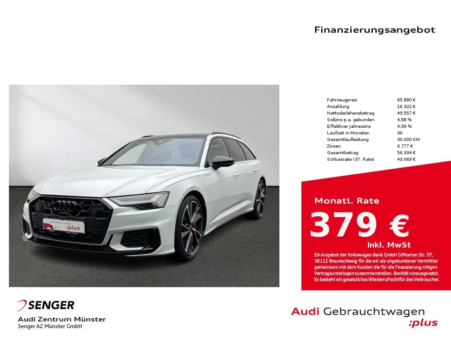 Audi S6 Avant 3.0 TDI quattro Matrix Pano AHK Weiß - 1
