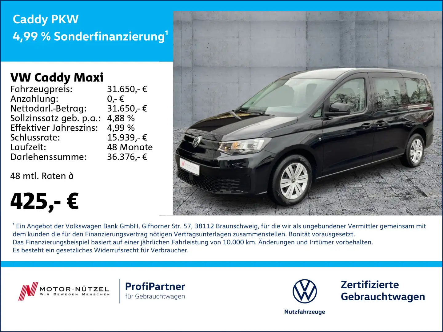 Volkswagen Caddy 2.0 TDI DSG SHZ+PDC+GRA+MFL+DAB+7-SI Schwarz - 1