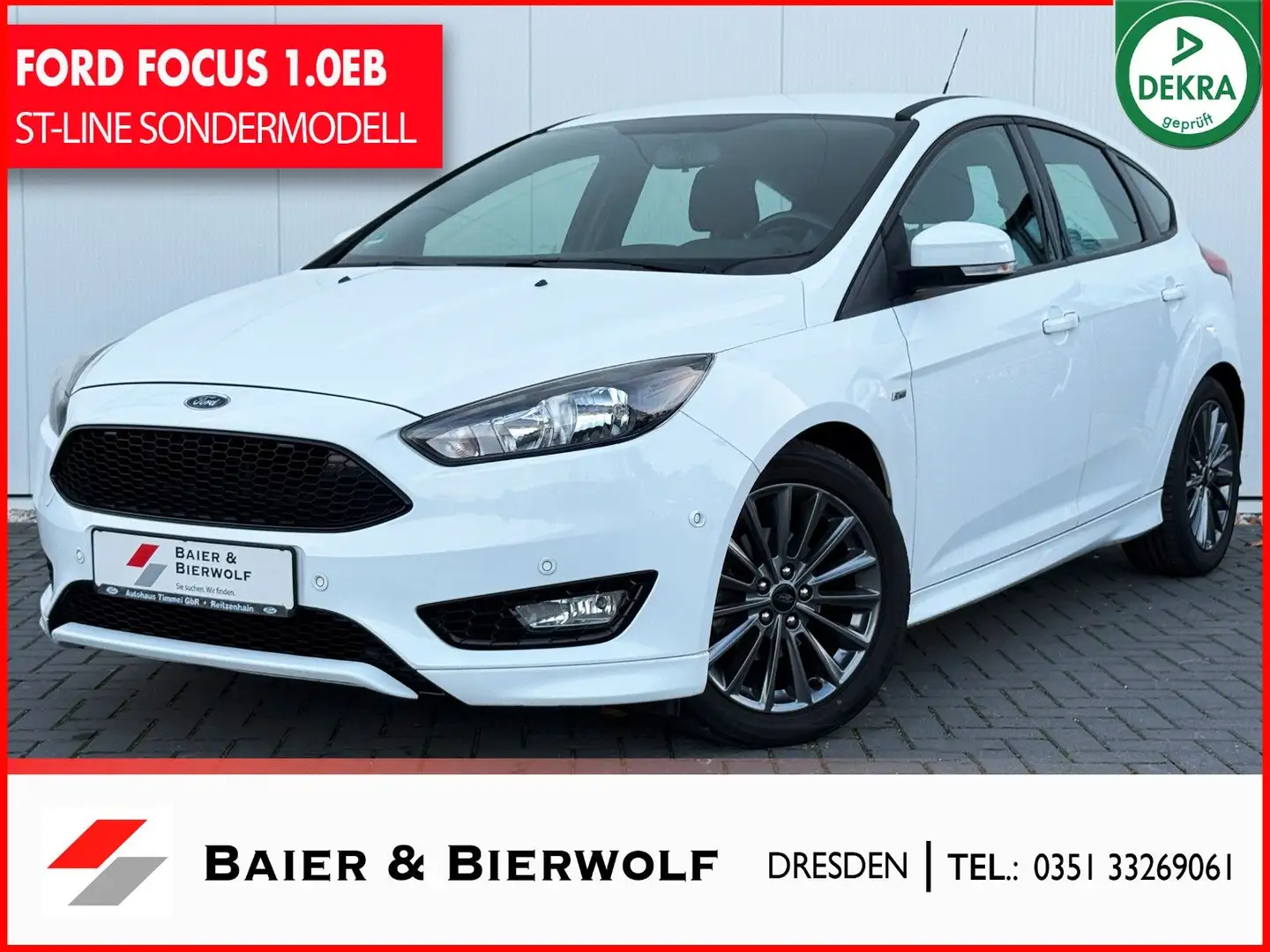 Ford Focus 1,0 EcoBoost ST-Line SHZ PDC LENKRADHEIZ. Weiß - 1