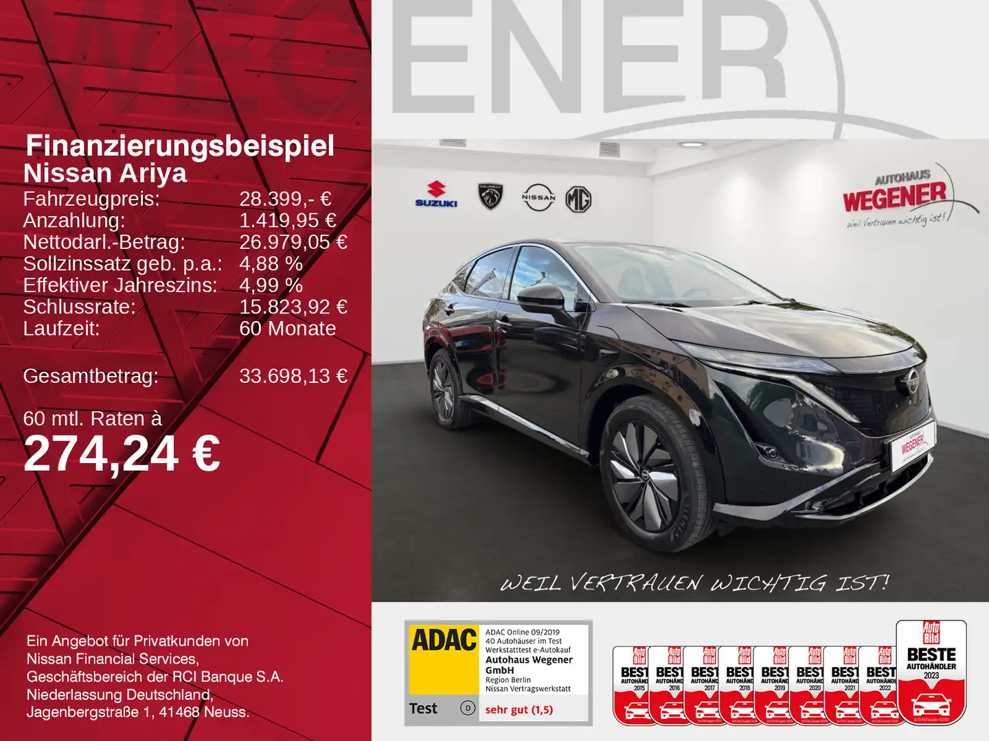 Nissan Ariya ARIYA BASIS 63kWh *Sitz- & Lenkradheizung*LED*Ka Grün - 2