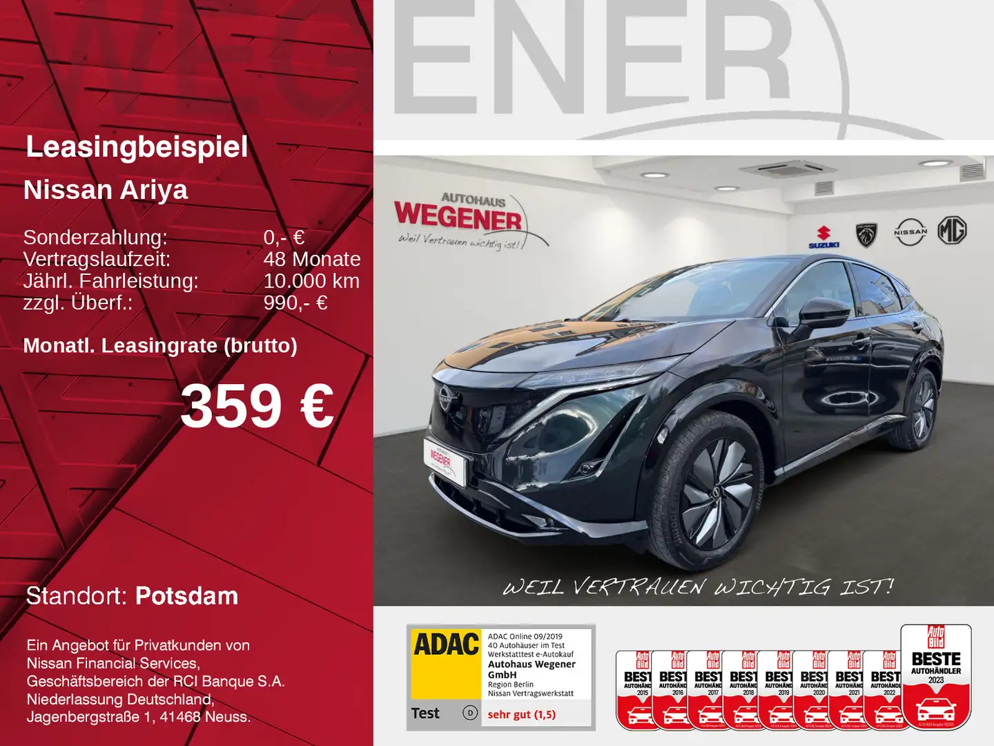 Nissan Ariya ARIYA BASIS 63kWh *Sitz- & Lenkradheizung*LED*Ka Grün - 1