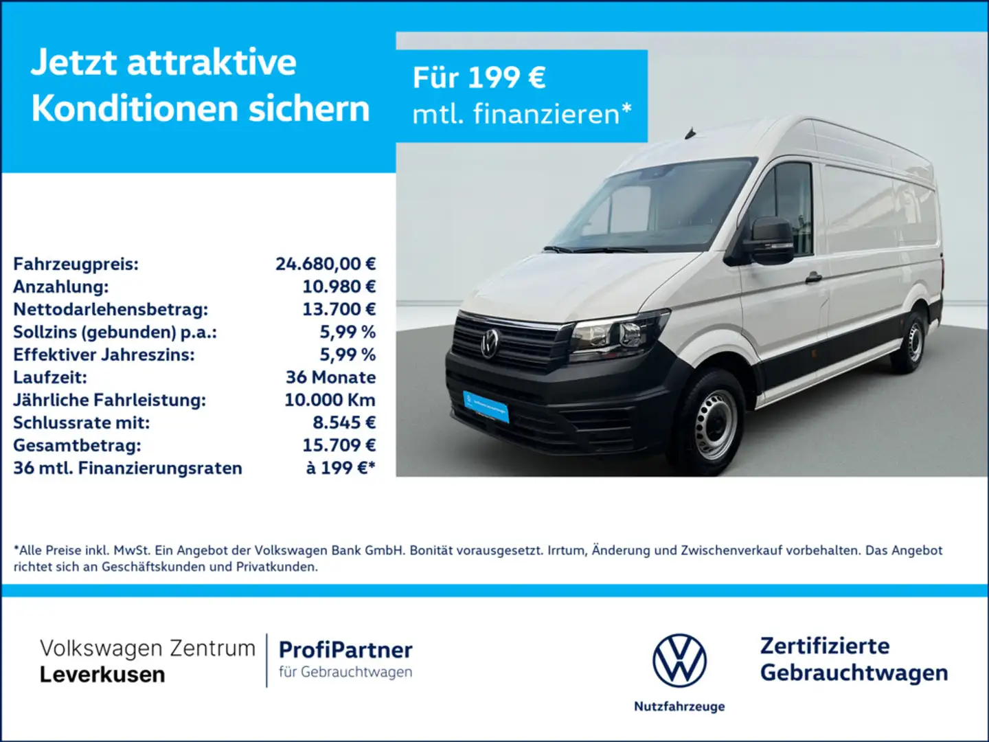 Volkswagen Crafter Kasten L2H2 NAVI KAM AHK ACC SHZ PDC Weiß - 1