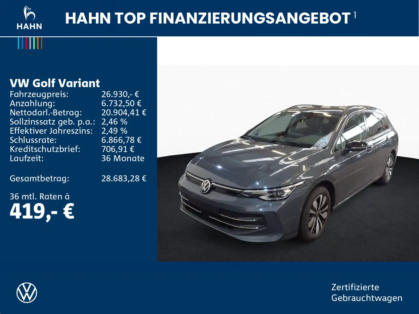 Volkswagen Golf Variant Golf VIII Variant 1.5TSI Goal AHK Cam LED+ Navi Grau - 2