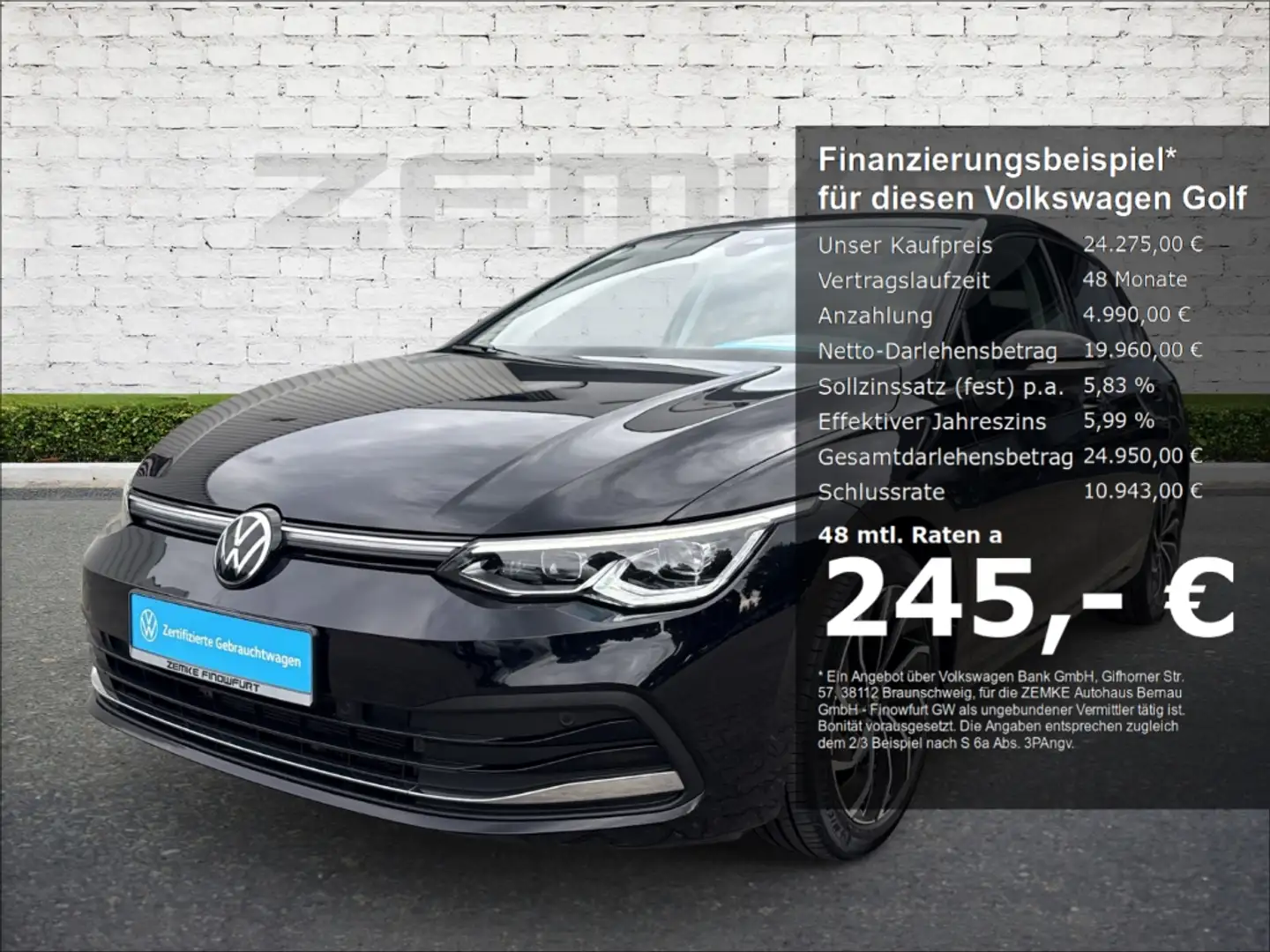 Volkswagen Golf VIII 2.0 TDI DSG Style 3,99%  Navi Digitales Cockp Noir - 1