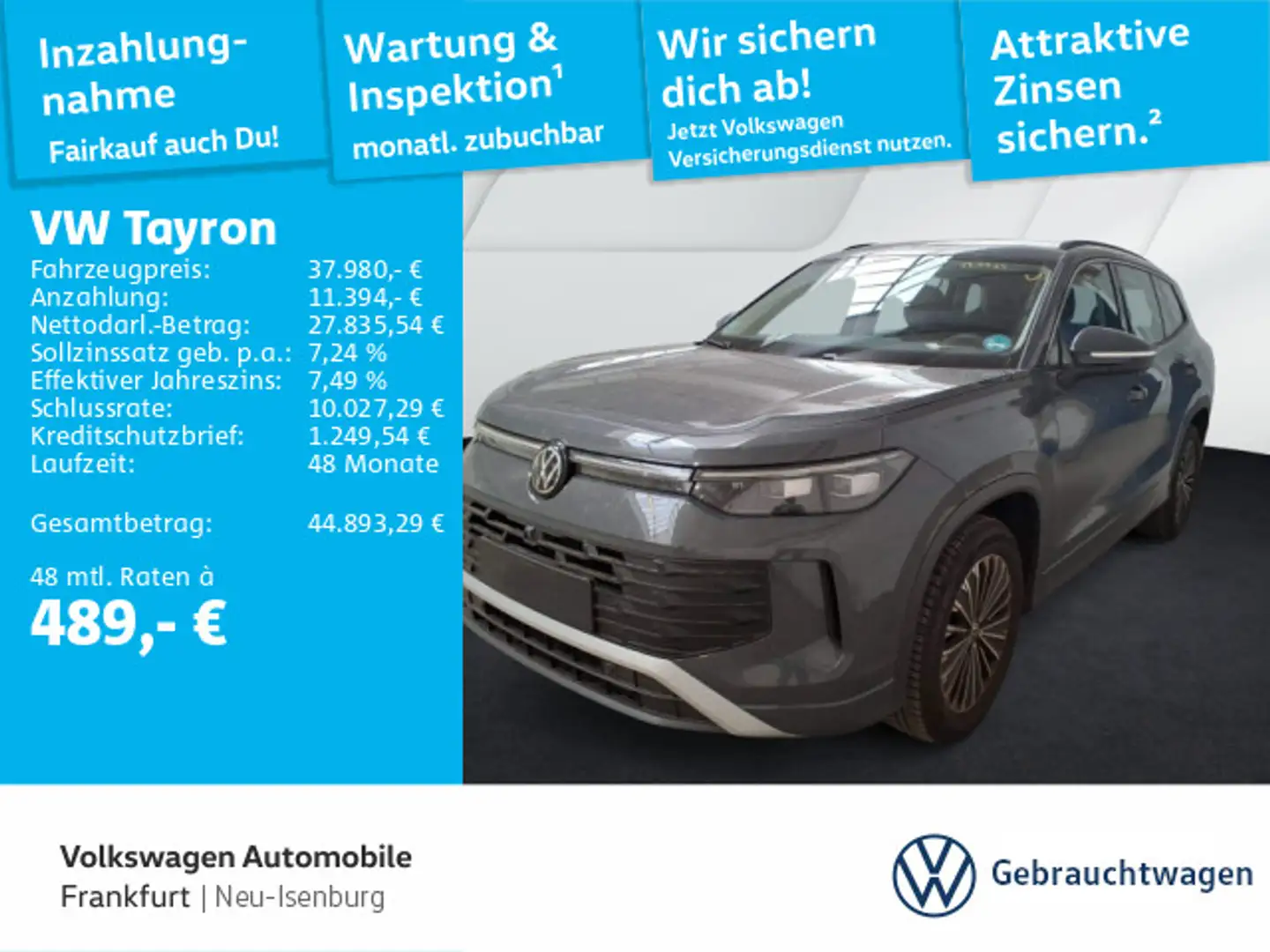 Volkswagen Tayron 1.5 eTSI DSG Life Navi AHK IQ.LIGHT - HD- Grau - 1