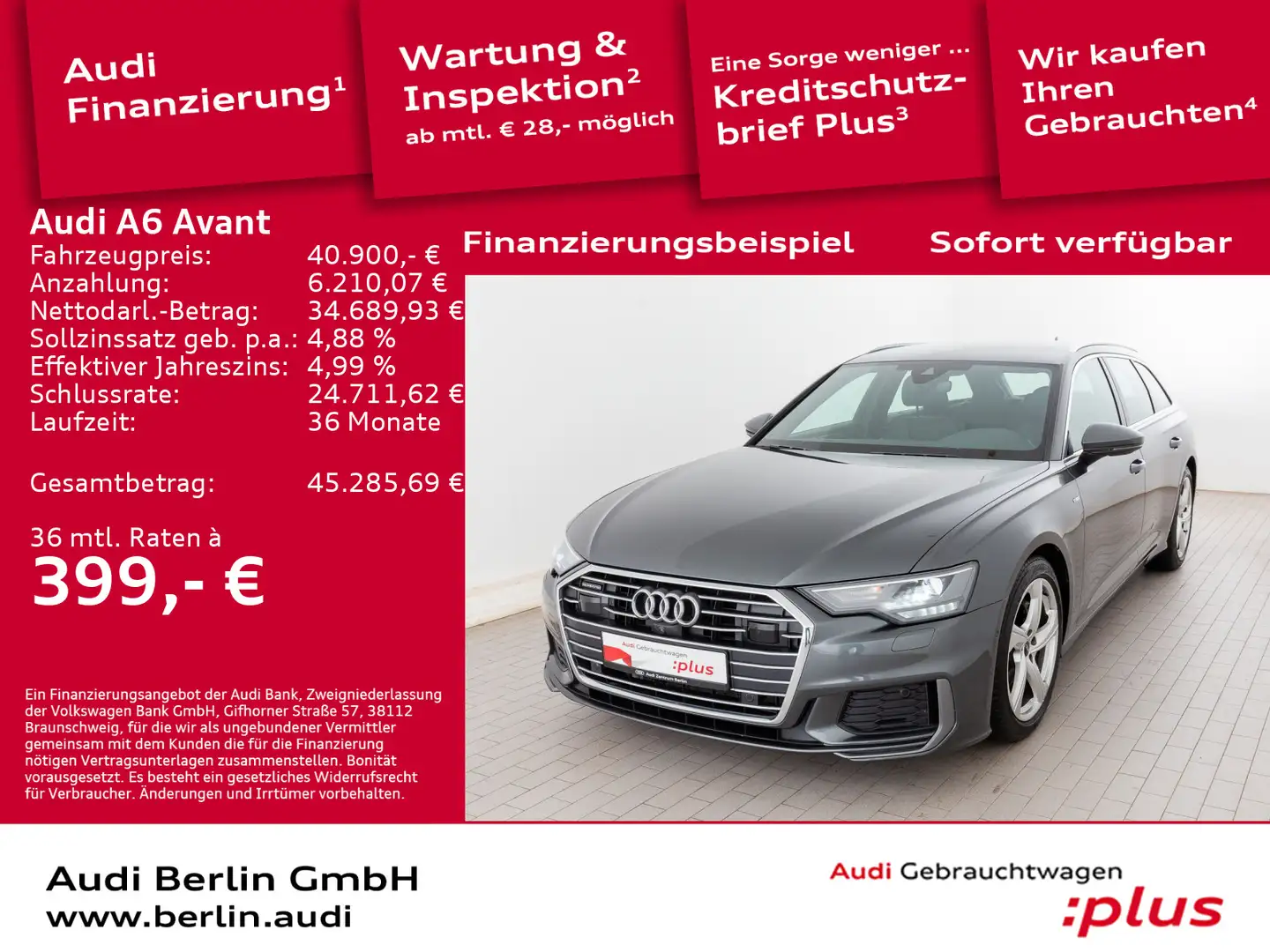 Audi A6 S line sport 45 TDI qu.S tr. AHK LED 3 Grau - 1