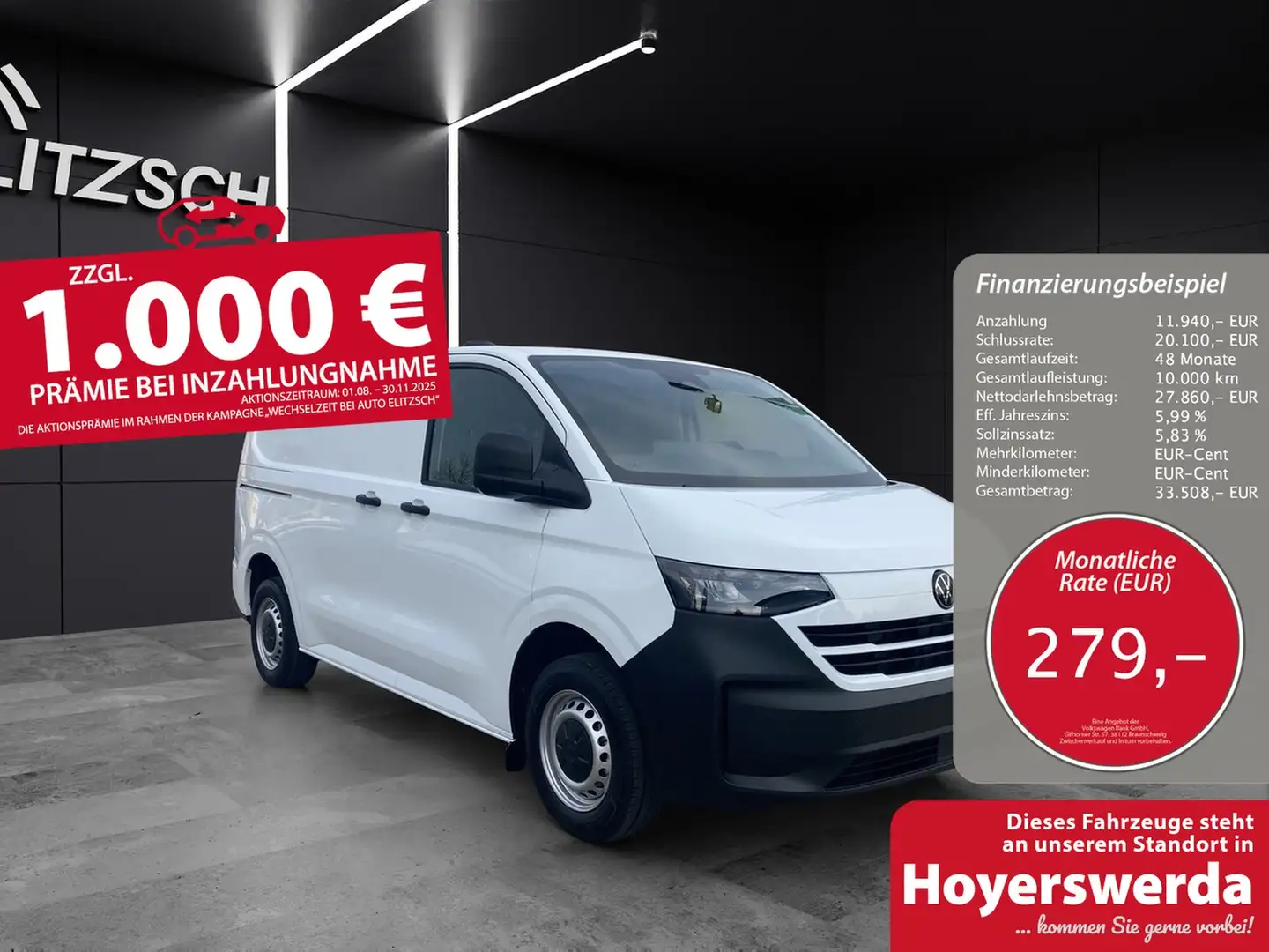 Volkswagen T7 Transporter TDI Kasten AHK LaneAssist PDK Weiß - 1