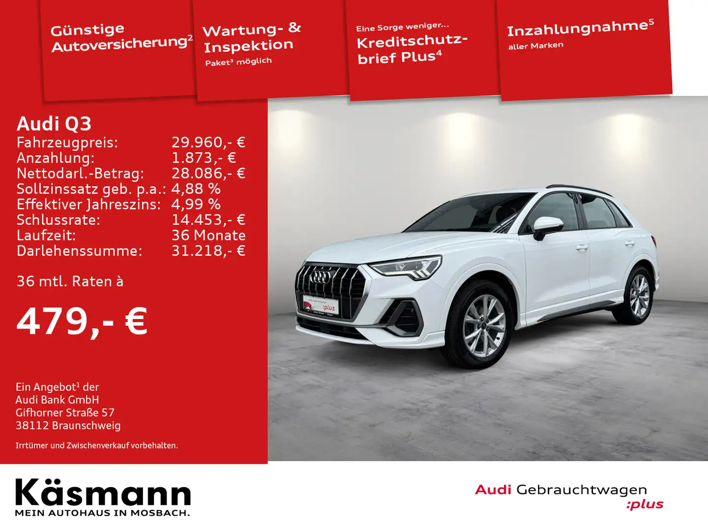 Audi Q3 S line 35TDI quattro 2xS line NAV B&O AHK LED Weiß - 1