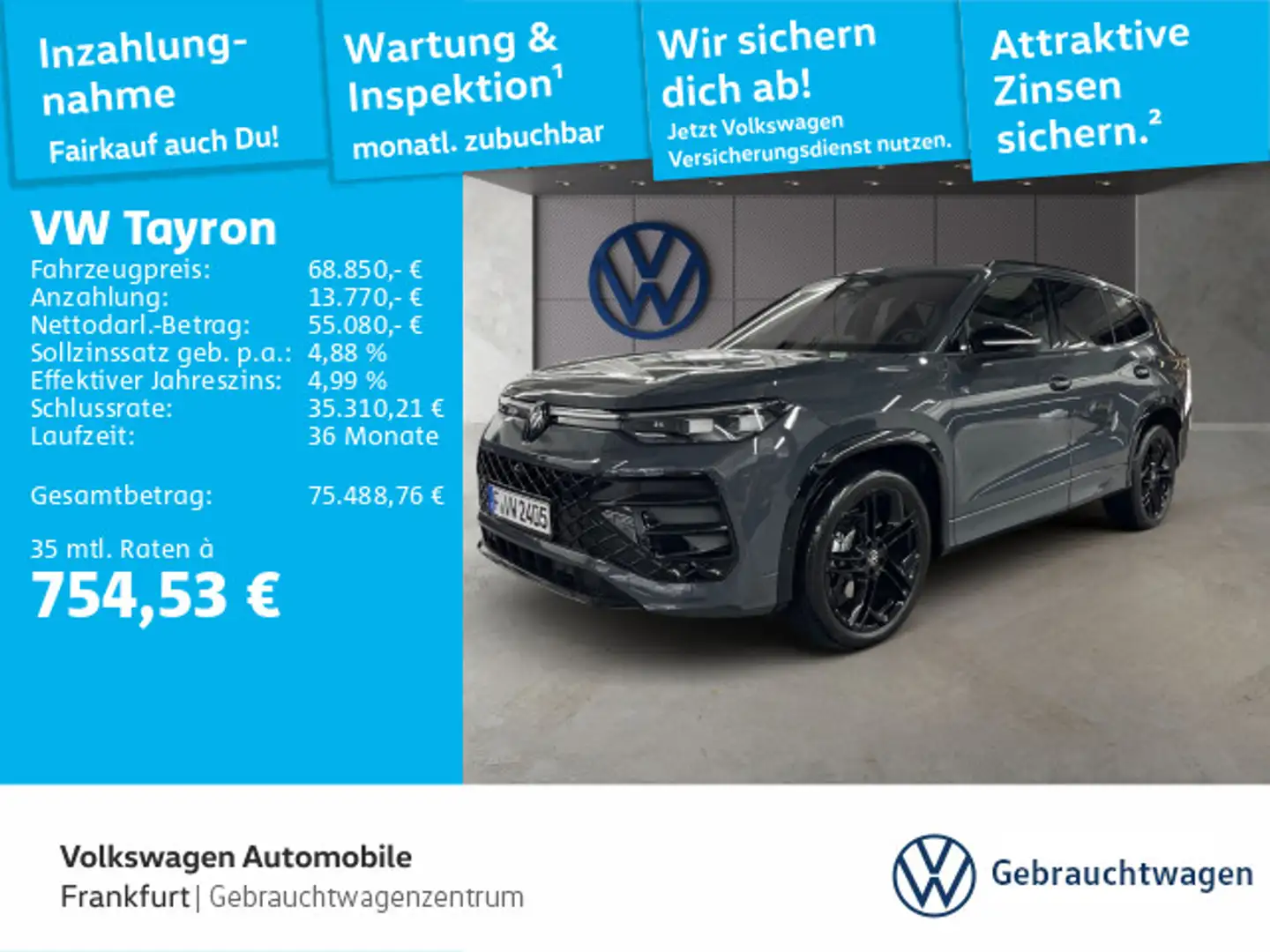Volkswagen Tayron 2.0 TDI DSG R-Line 4Motion IQ.Light ACC N Grau - 1