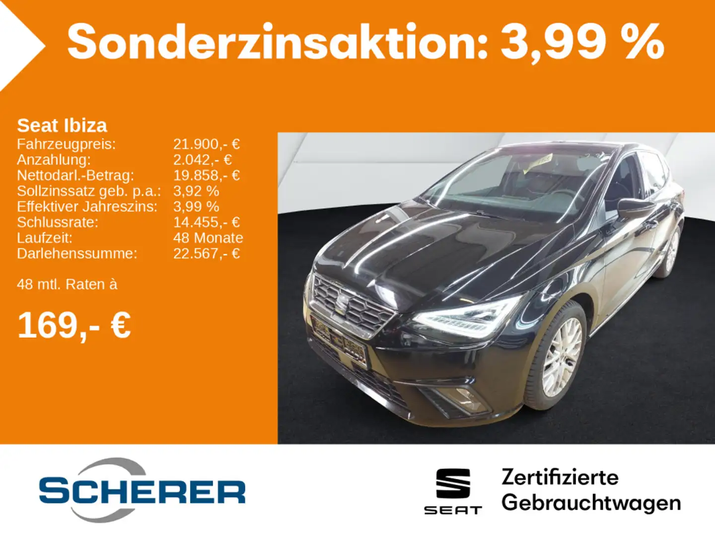 SEAT Ibiza 1.0 TSI DSG FR NAVI VOLL LED SHZ Schwarz - 1