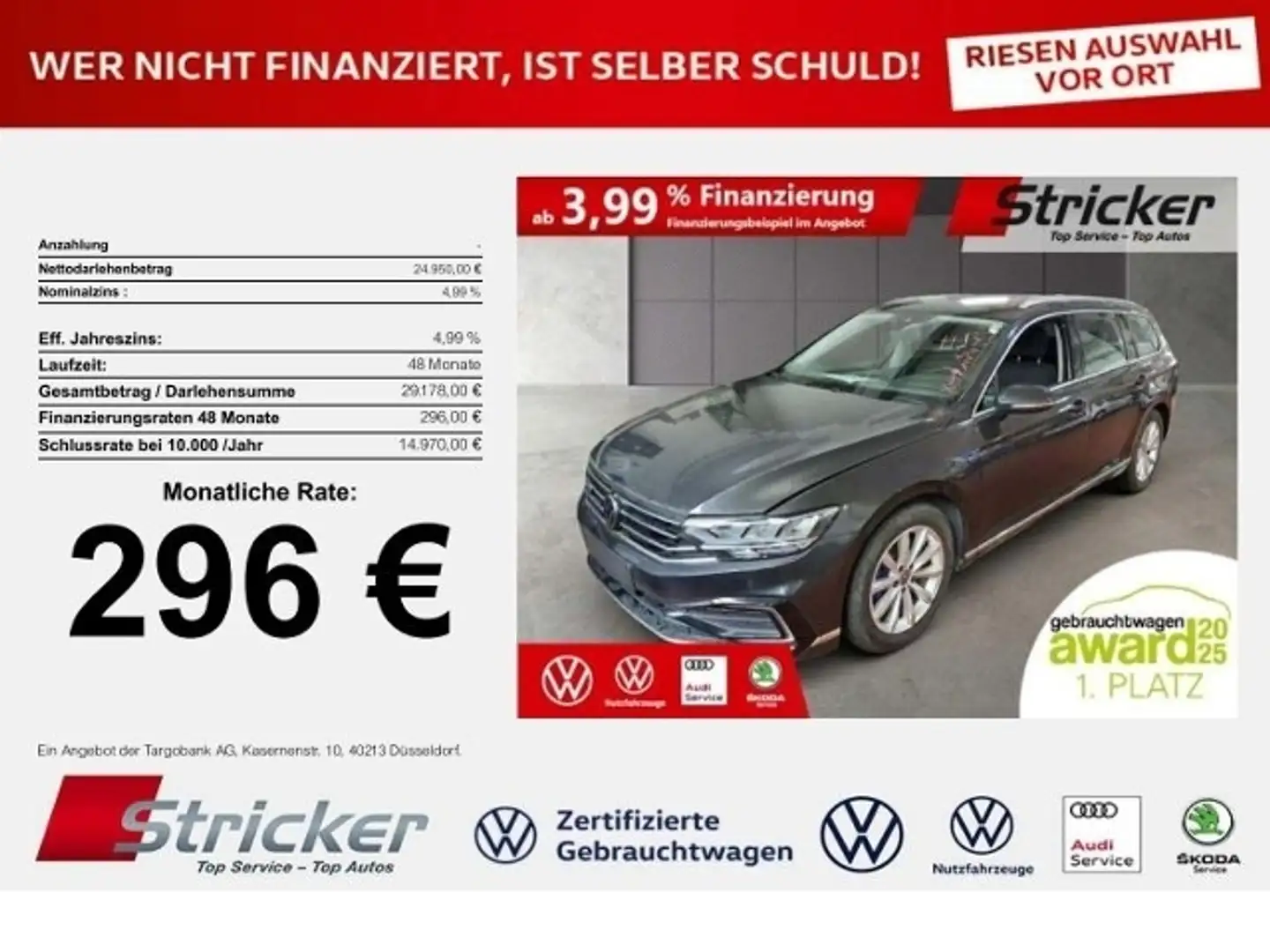 Volkswagen Passat Variant GTE 1.4TSI 296,-ohne Anzahlung Navi AHK Kamera Grau - 1