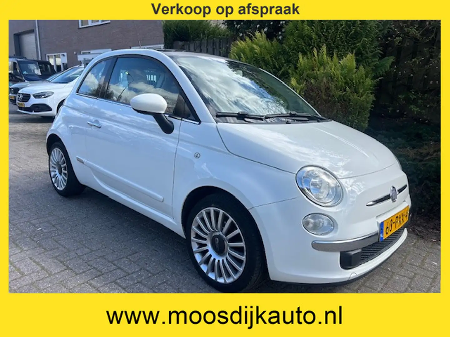 Fiat 500 1.2 Lounge 1e eig/ airco/ schuifdak/ met NAP/ Verk Wit - 1