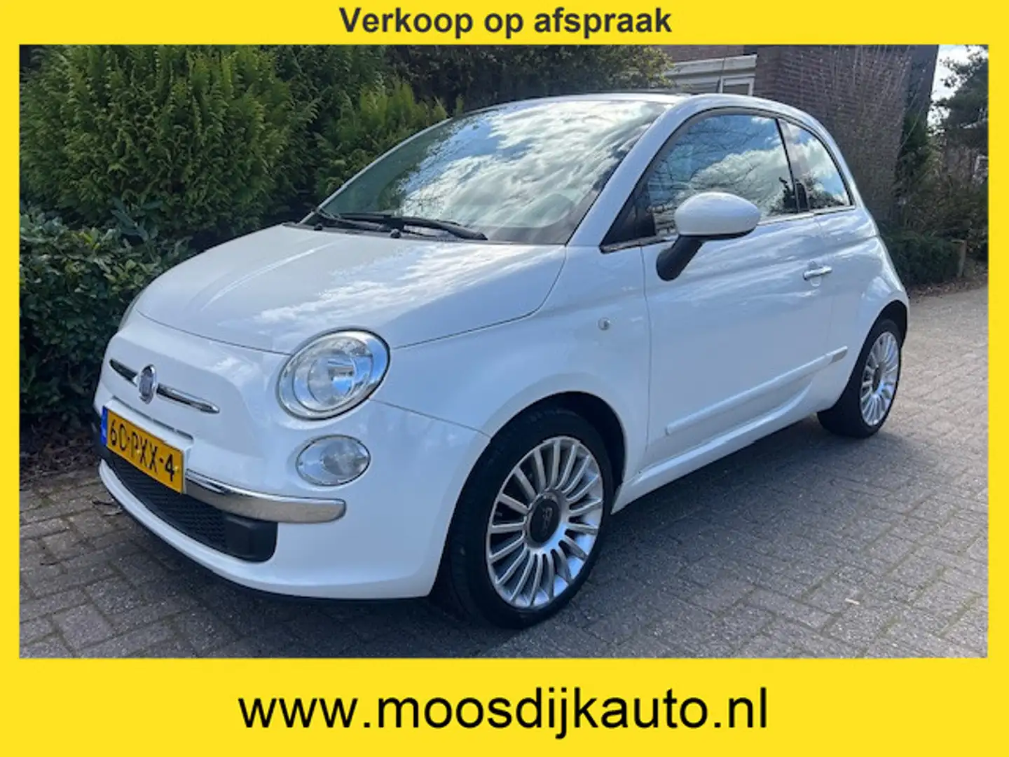 Fiat 500 1.2 Lounge 1e eig/ airco/ electr. panorama dak / m Wit - 1