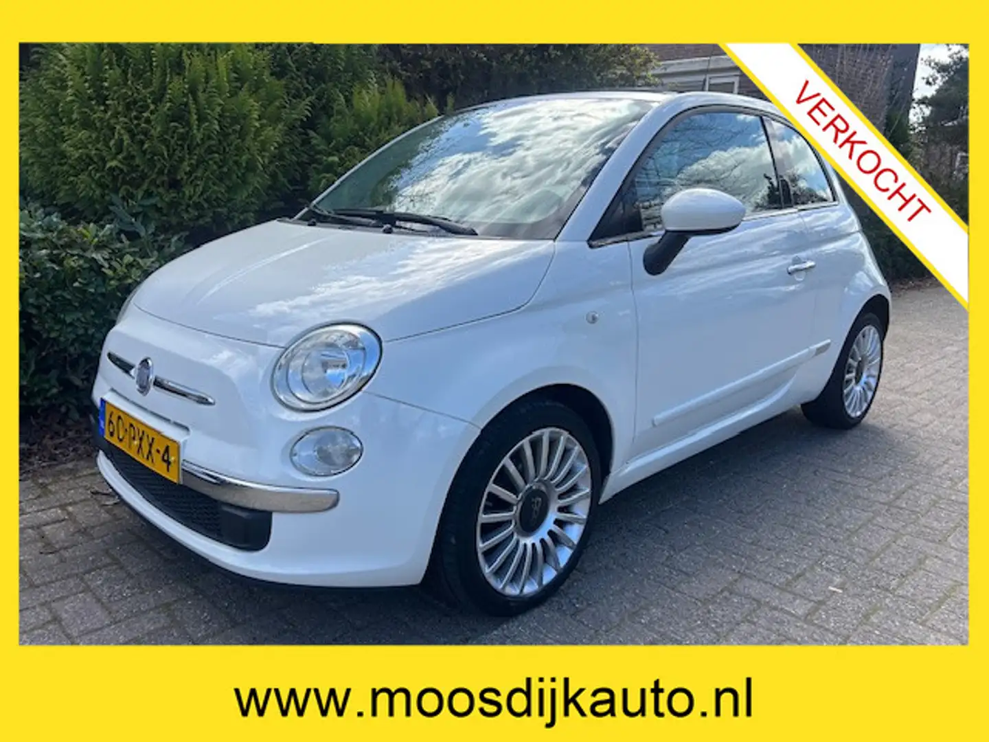 Fiat 500 1.2i Lounge 1e eig/ Airco/ el. panorama/ met NAP/ Wit - 1