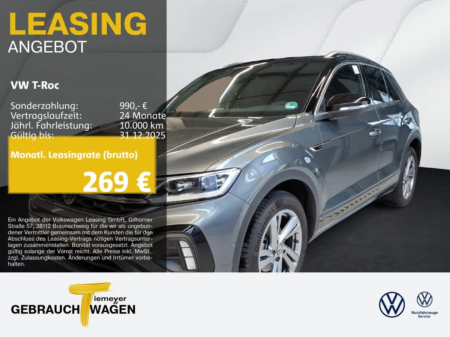 Volkswagen T-Roc 1.5 TSI DSG R-LINE AHK KAMERA NAVI PRIVACY Gris - 1