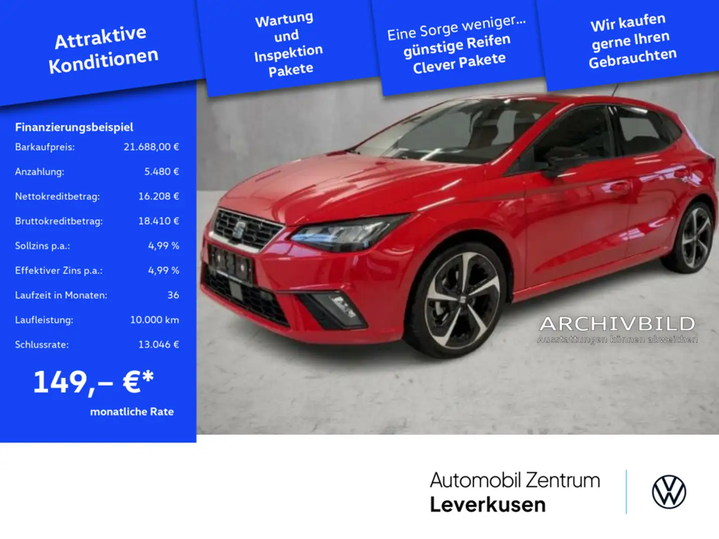 SEAT Ibiza FR DSG VIRT LED KAM SHZ KEYLESS PORT NA Rot - 1
