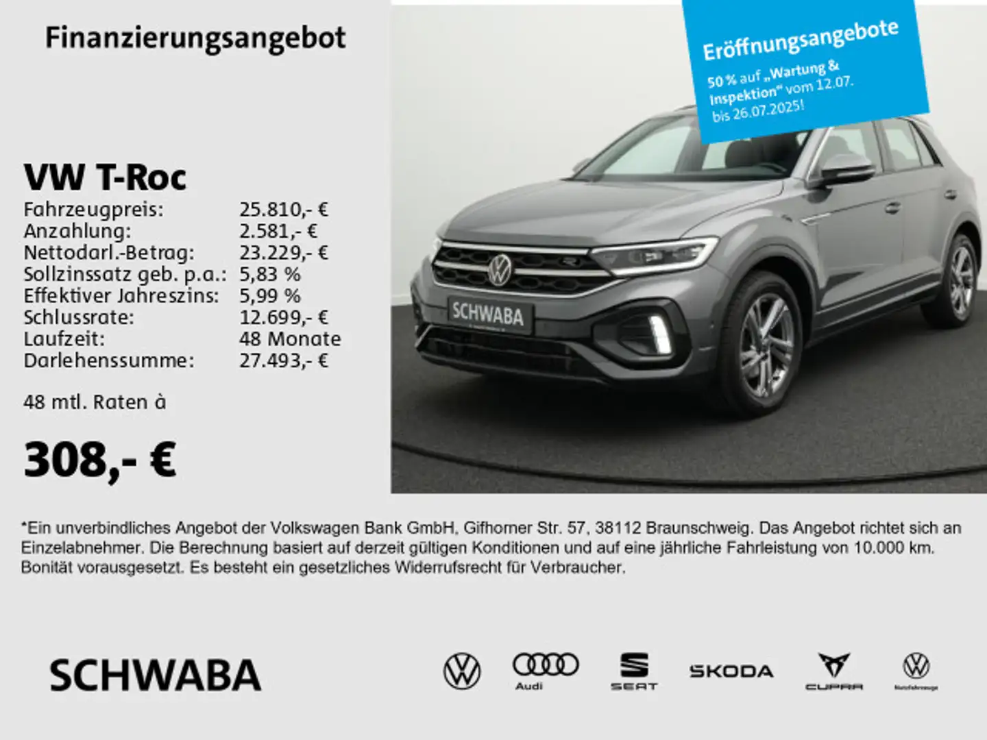 Volkswagen T-Roc R-Line 2.0 TSI 4M LED*VIRTUAL*AHK*ACC*17" Grau - 1