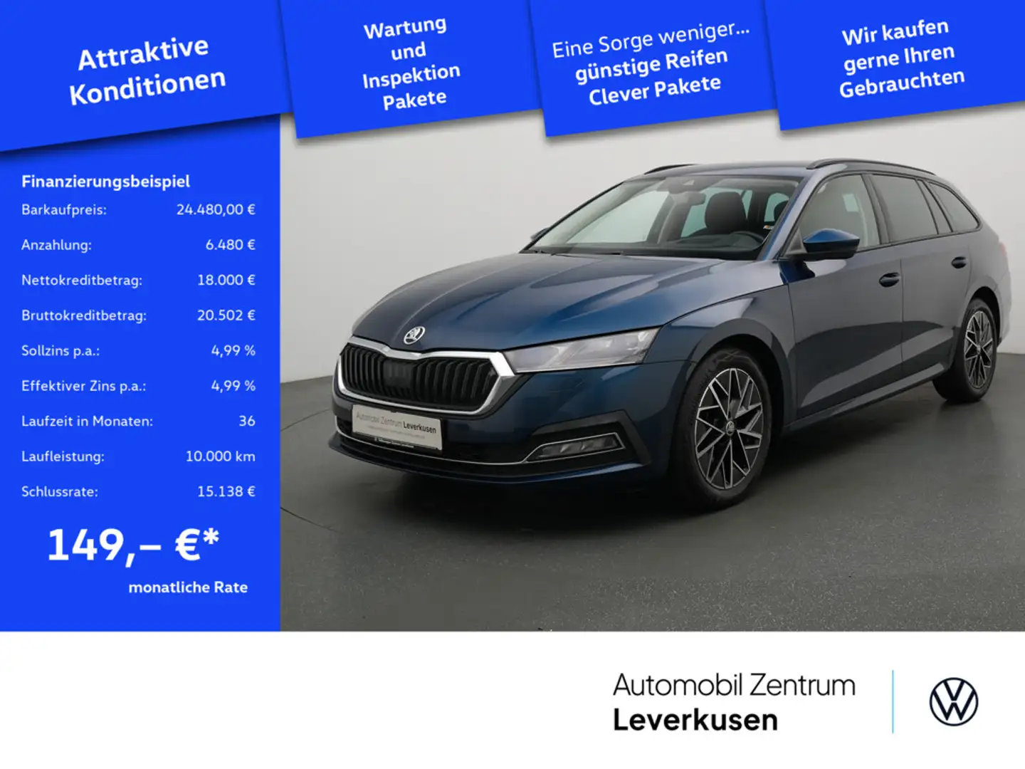 Skoda Octavia Combi First Edition DSG HUD NAVI AHK Blau - 1