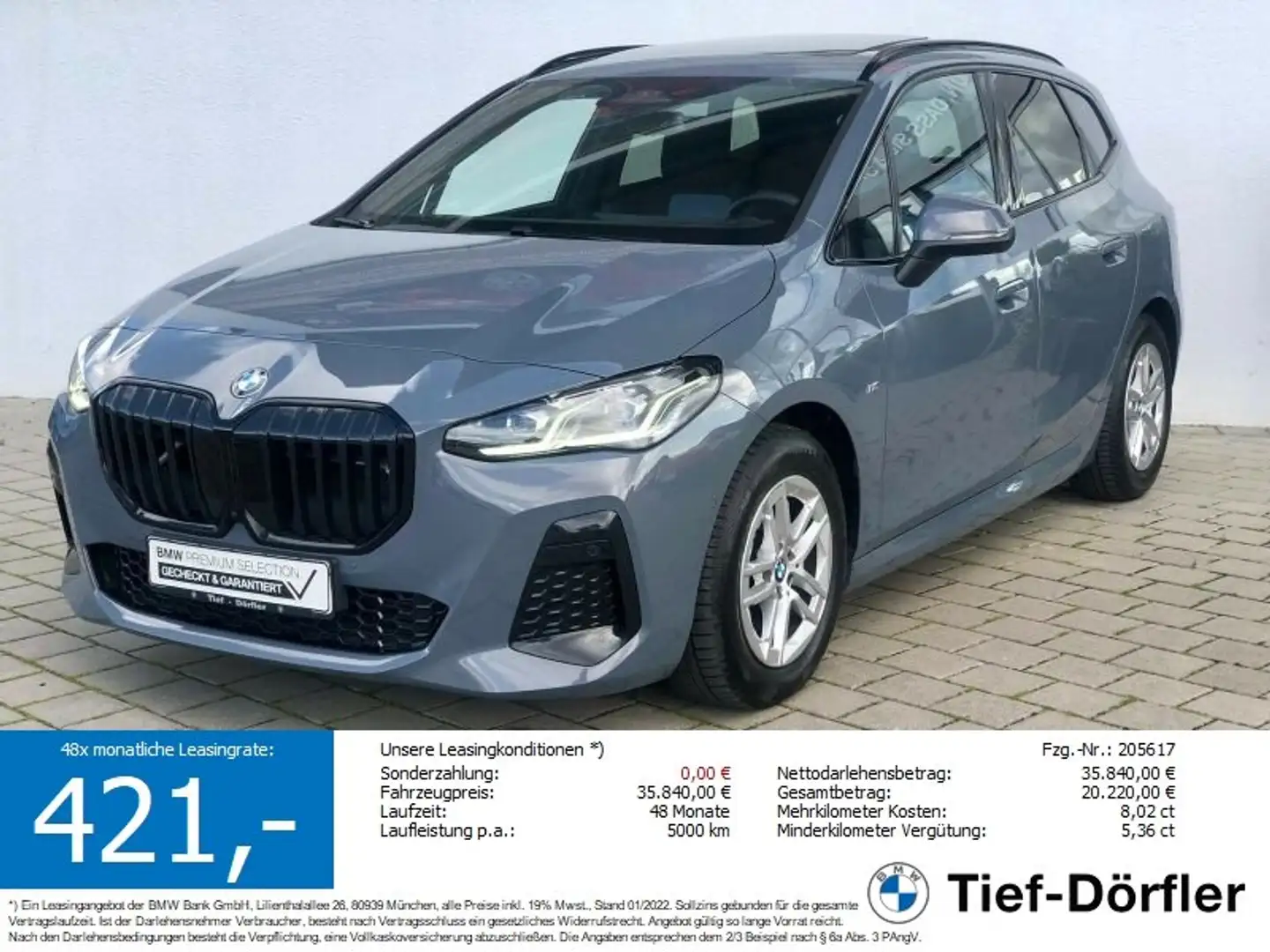 BMW 220 i Active Tourer M Sport AHK/ACC/PANO/360/hk Gris - 1