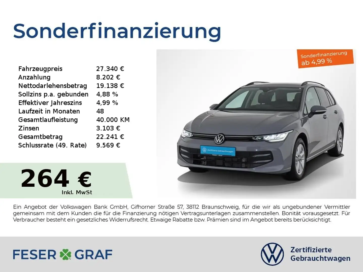 Volkswagen Golf Variant 1.5eTSI Life DSG Business Premium-Paket Grau - 1