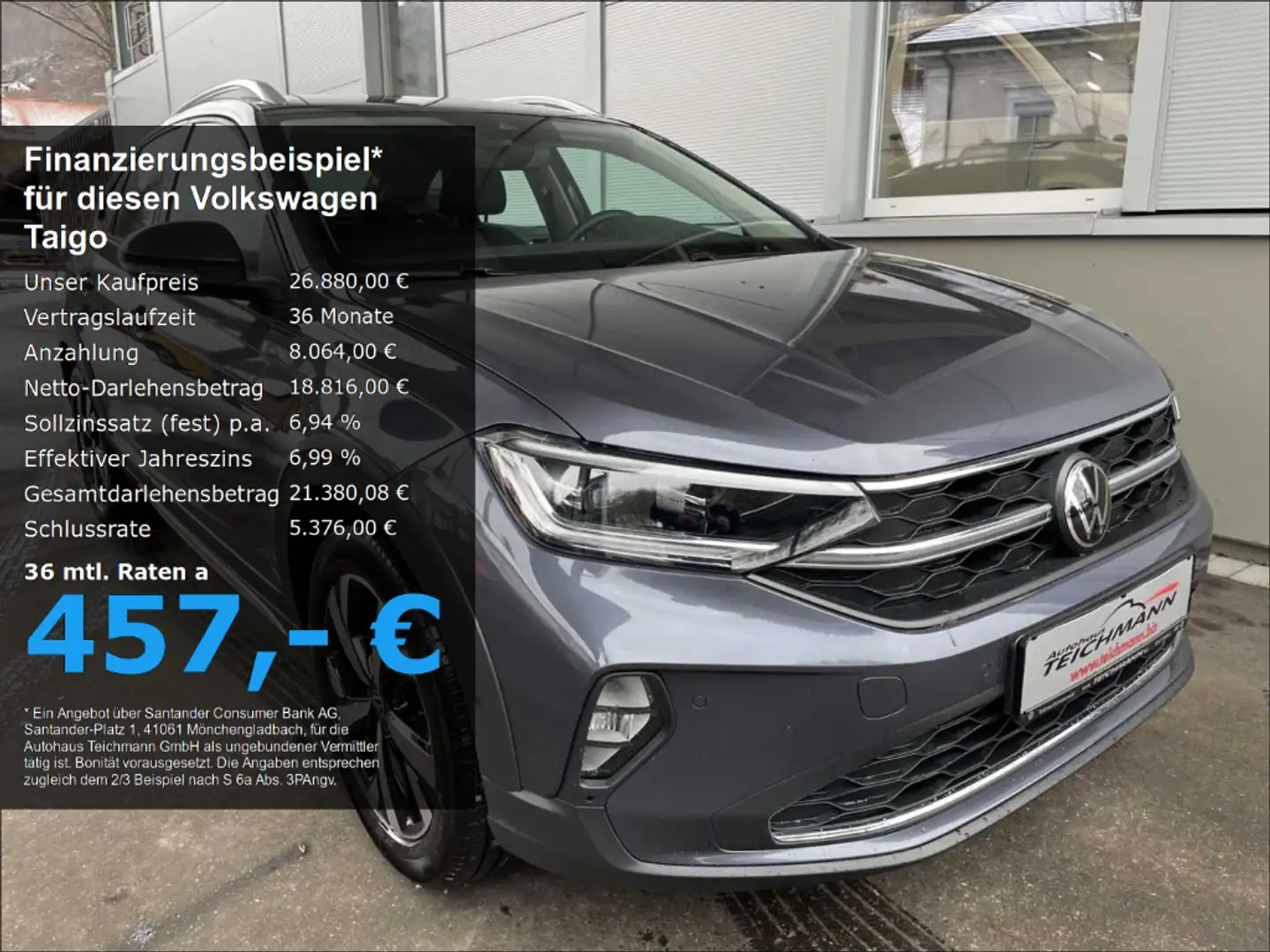 Volkswagen Taigo 1.5 TSI Style DSG +IQ.Light+R2D+ACC+ Grau - 1