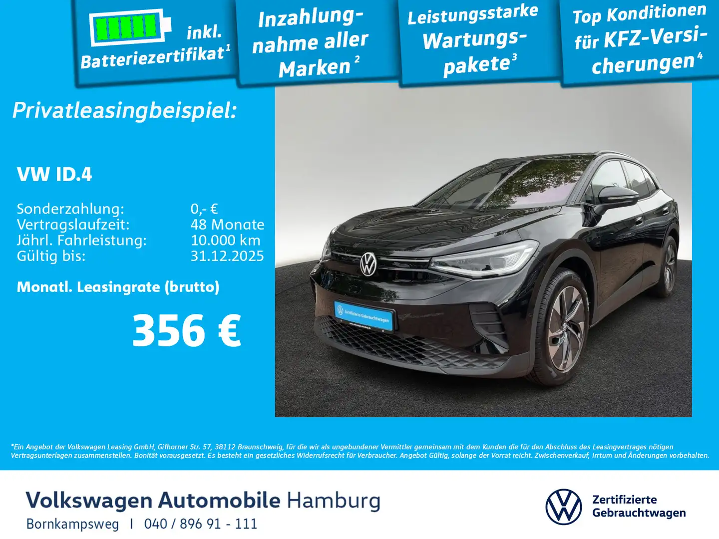 Volkswagen ID.4 Pro Navi LED Kamera AppConnect Wärmepumpe Schwarz - 1