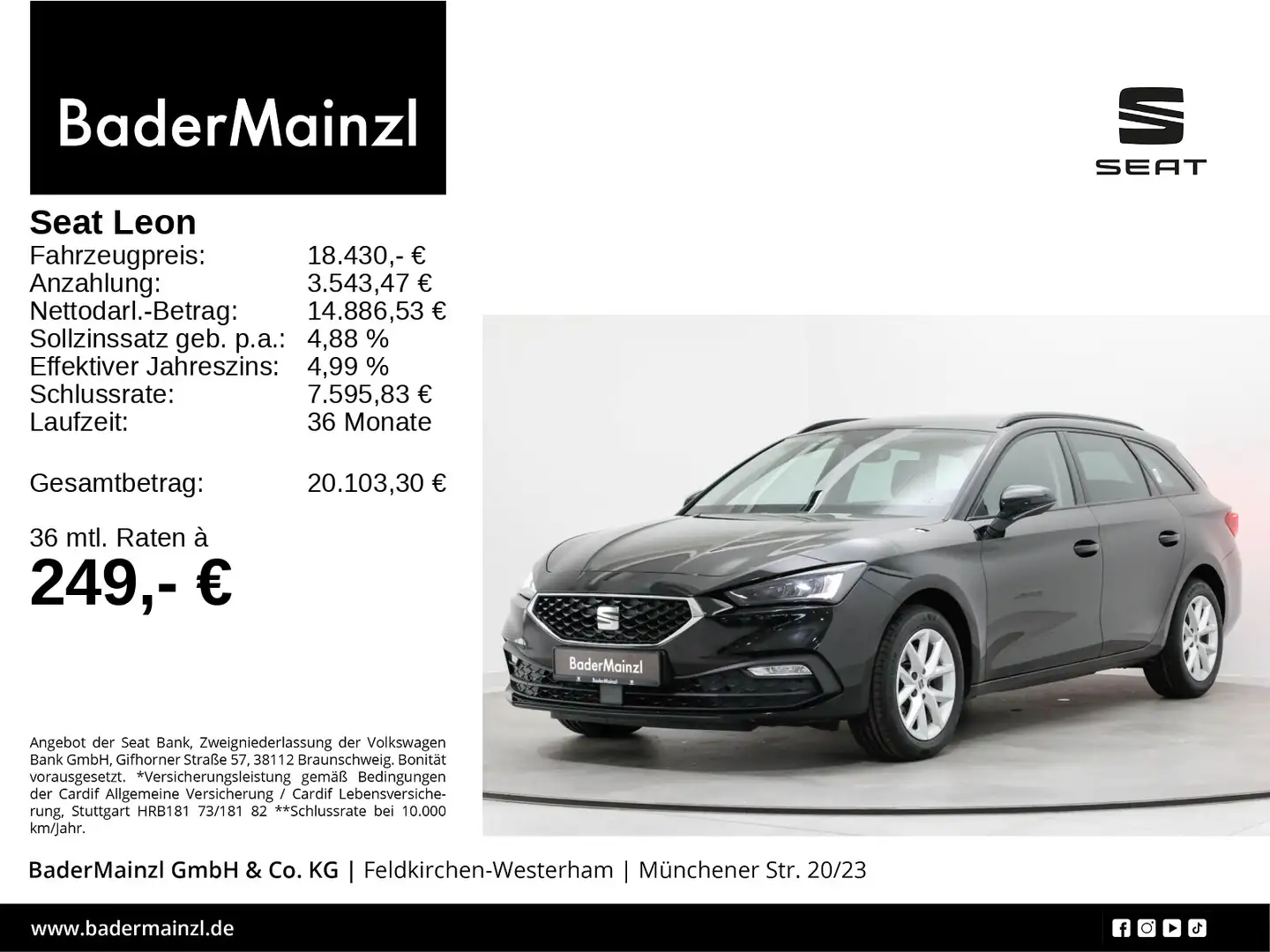 SEAT Leon ST 2.0 TDI Style LED WSS-Heiz. Carplay SHZ Schwarz - 1