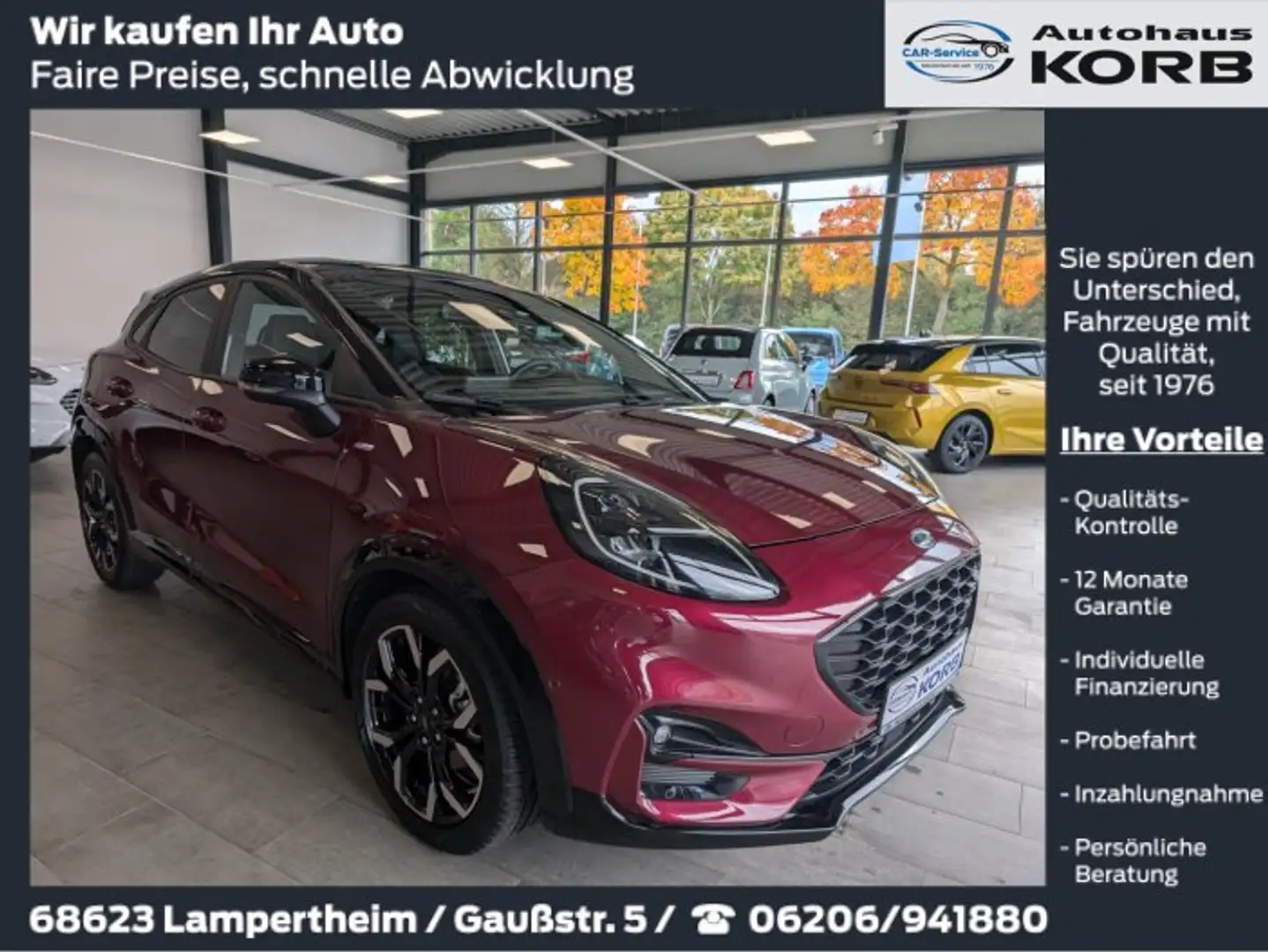 Ford Puma Puma 1.0 EcoBoost Hybrid Aut. VIVID RUBY EDITION Rouge - 1