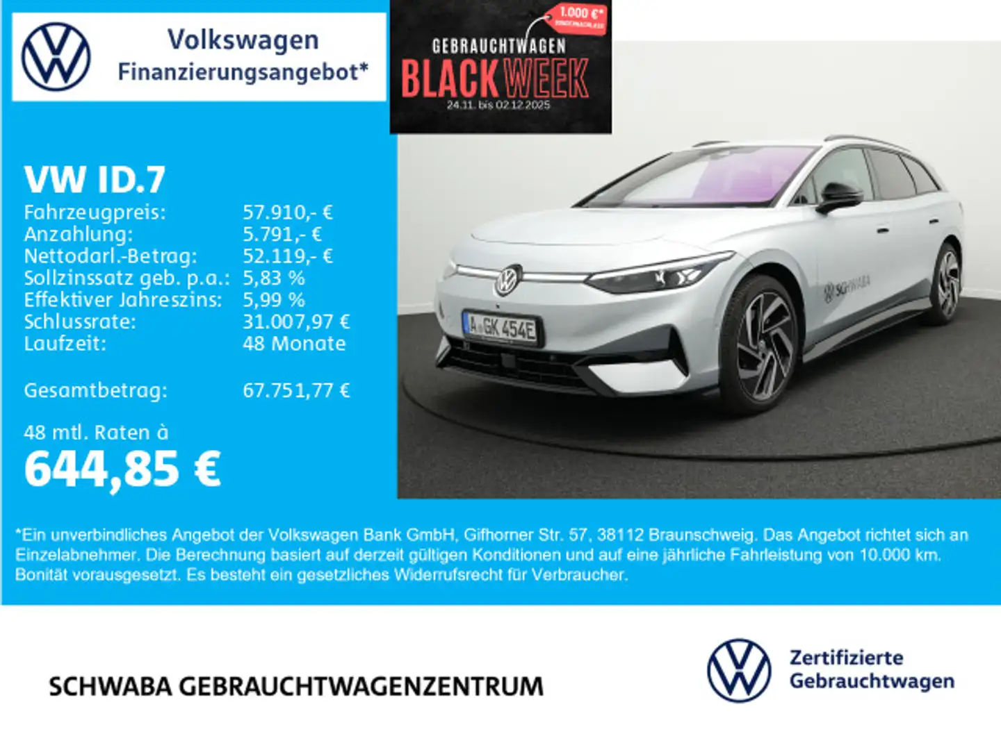 Volkswagen ID.7 Tourer Pro S Batt-Kap 91 kW/h *Wärmep.*AHK* Argent - 1