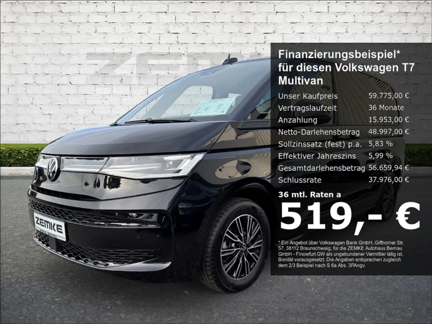 Volkswagen T7 Multivan 2.0 TDI DSG Goal Panorama Navi digitales Cockpit L Negro - 1