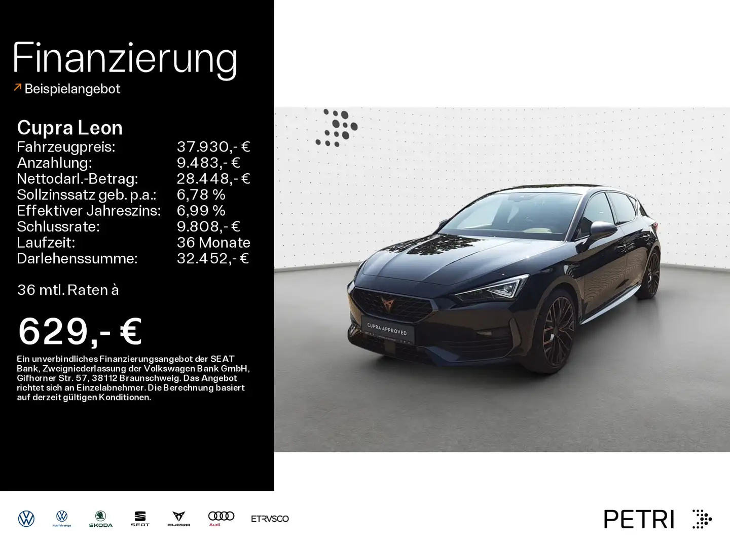 CUPRA Leon VZ 1.4 eHYBRID 180kW*Matrix*Pano*Navi Schwarz - 1