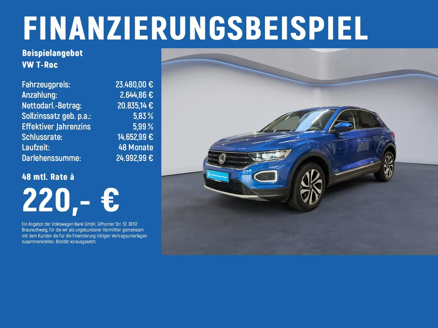 Volkswagen T-Roc Active 1.5 TSI NAVI+LED+SHZ+PDC+STANDH. Blau - 2