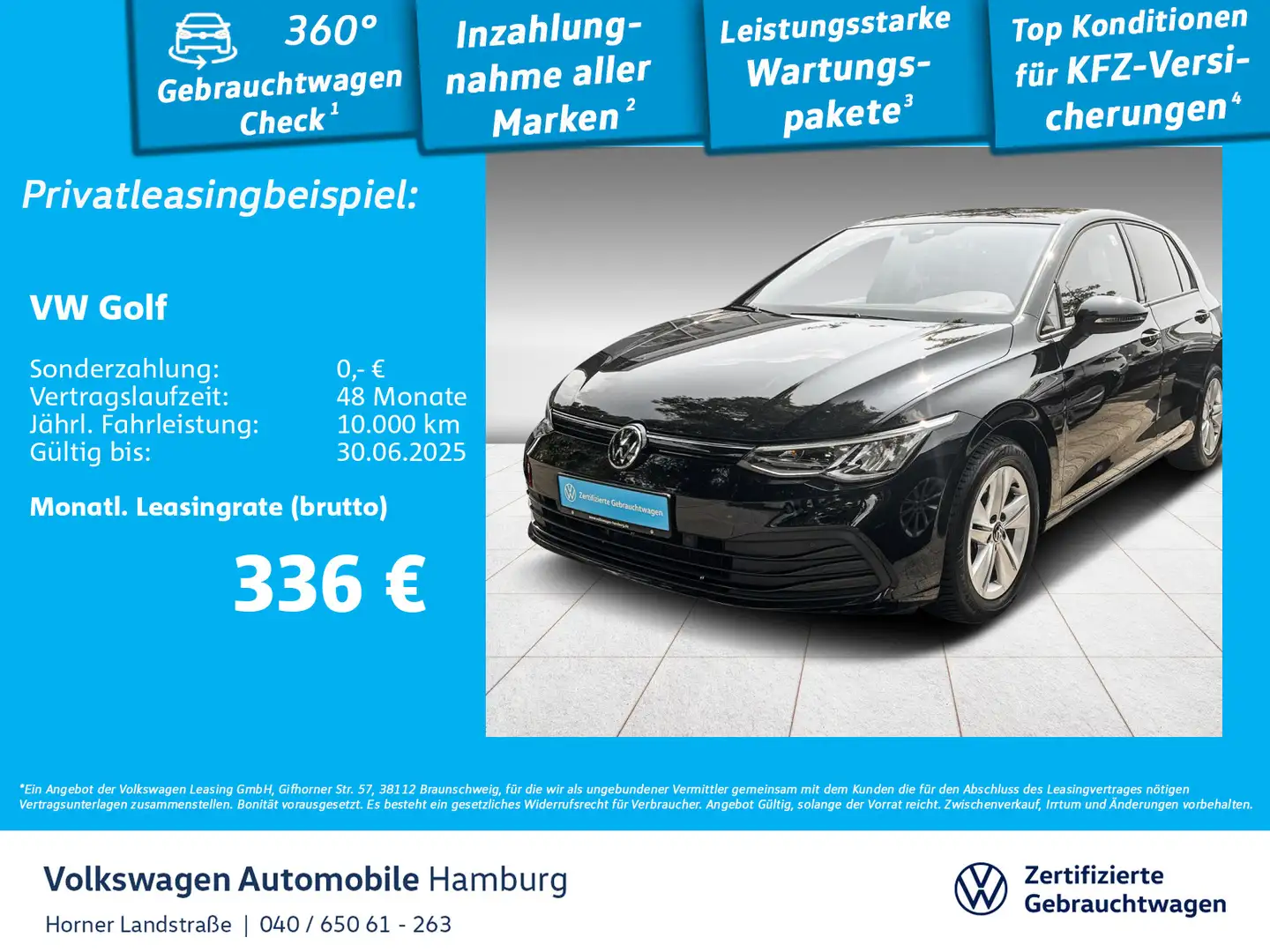 Volkswagen Golf VIII Life 1.0 eTSI DSG Navi Sitzheizung PDC Schwarz - 1