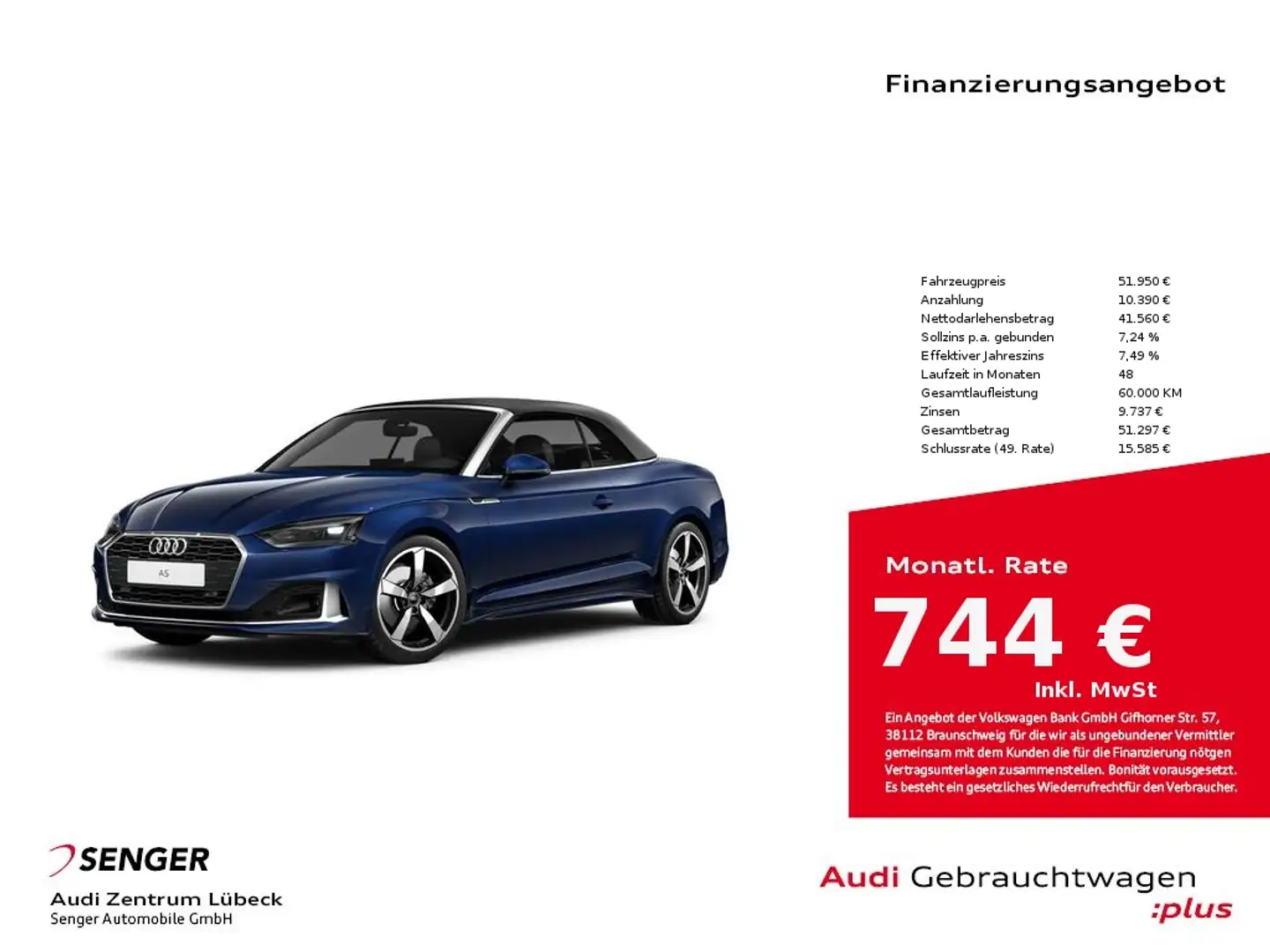 Audi A5 Cabriolet 35 TFSI advanced Navi AHK PDC Blau - 1