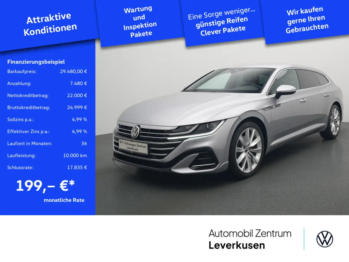 Volkswagen Arteon Shooting Brake R-Line NAVI AHK VIRT LE Argent - 1