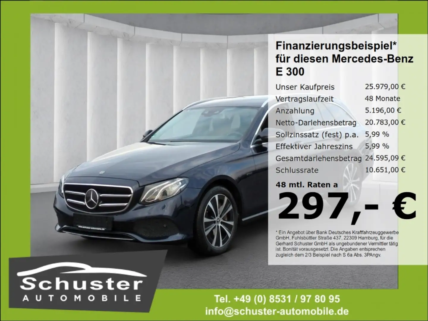 Mercedes-Benz E 300 de T-Mod e-Hybrid*AHK LED pACC R-Kam Navi Blau - 1