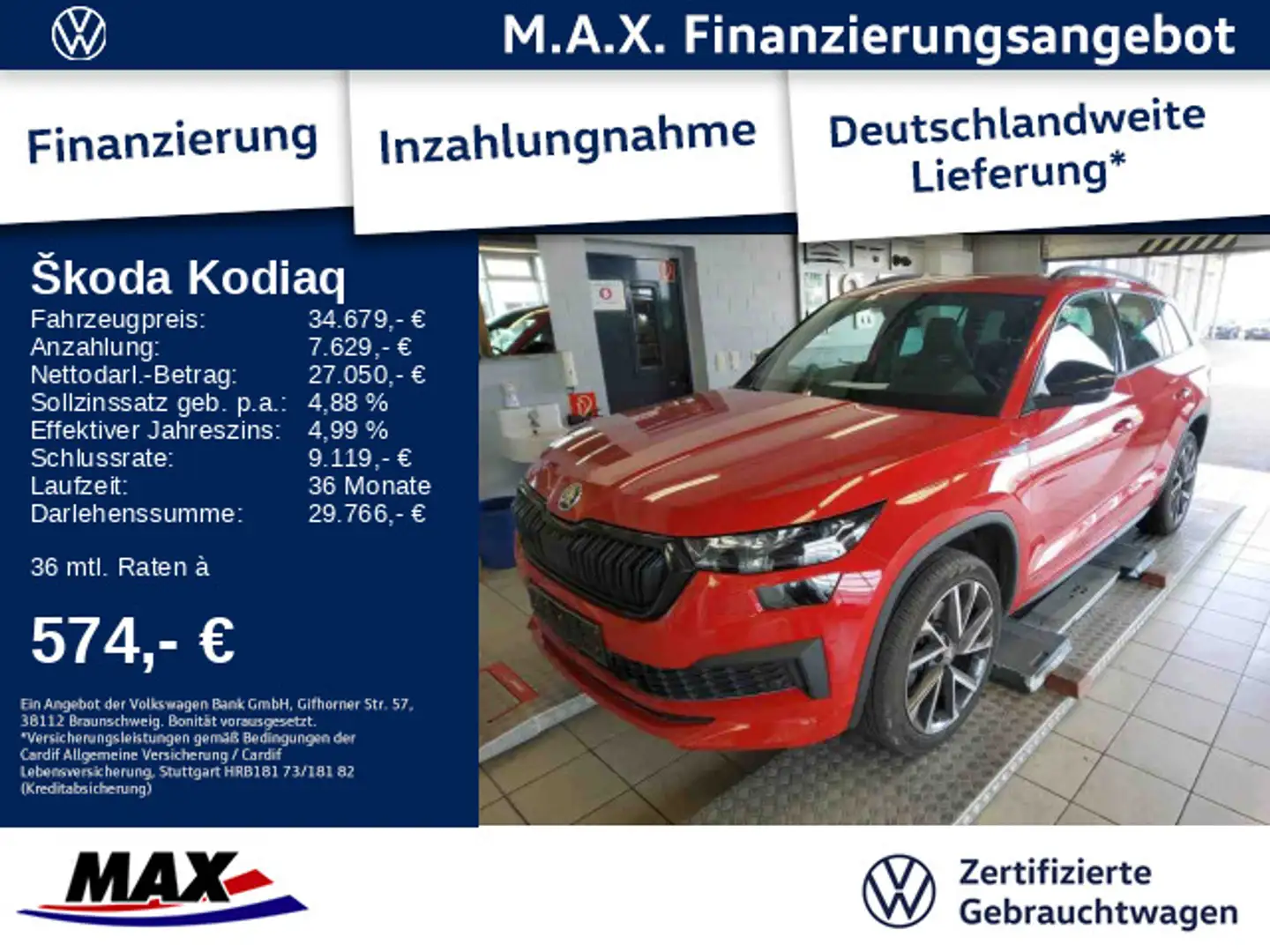 Skoda Kodiaq 2.0 TDI DSG 4M SPORTLINE MATRIX+AH+CANTON Rot - 1