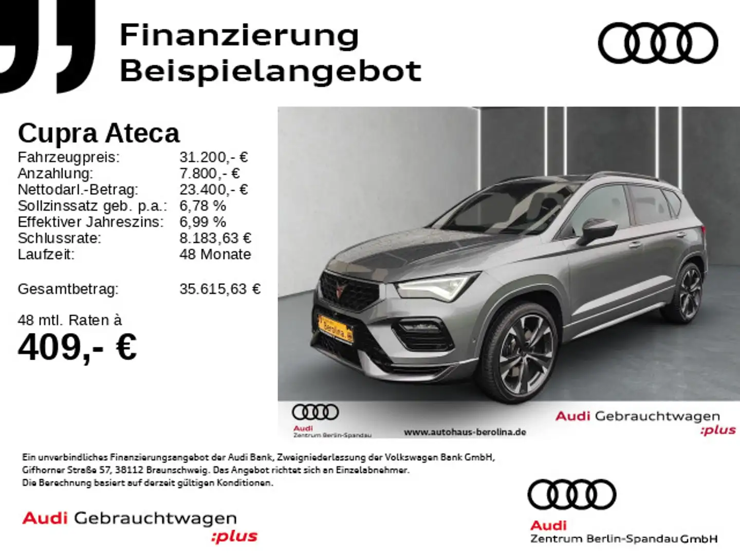 CUPRA Ateca 2.0 TSI 4D VZ DSG *BEATS*ACC*R-CAM*SHZ* Grau - 1