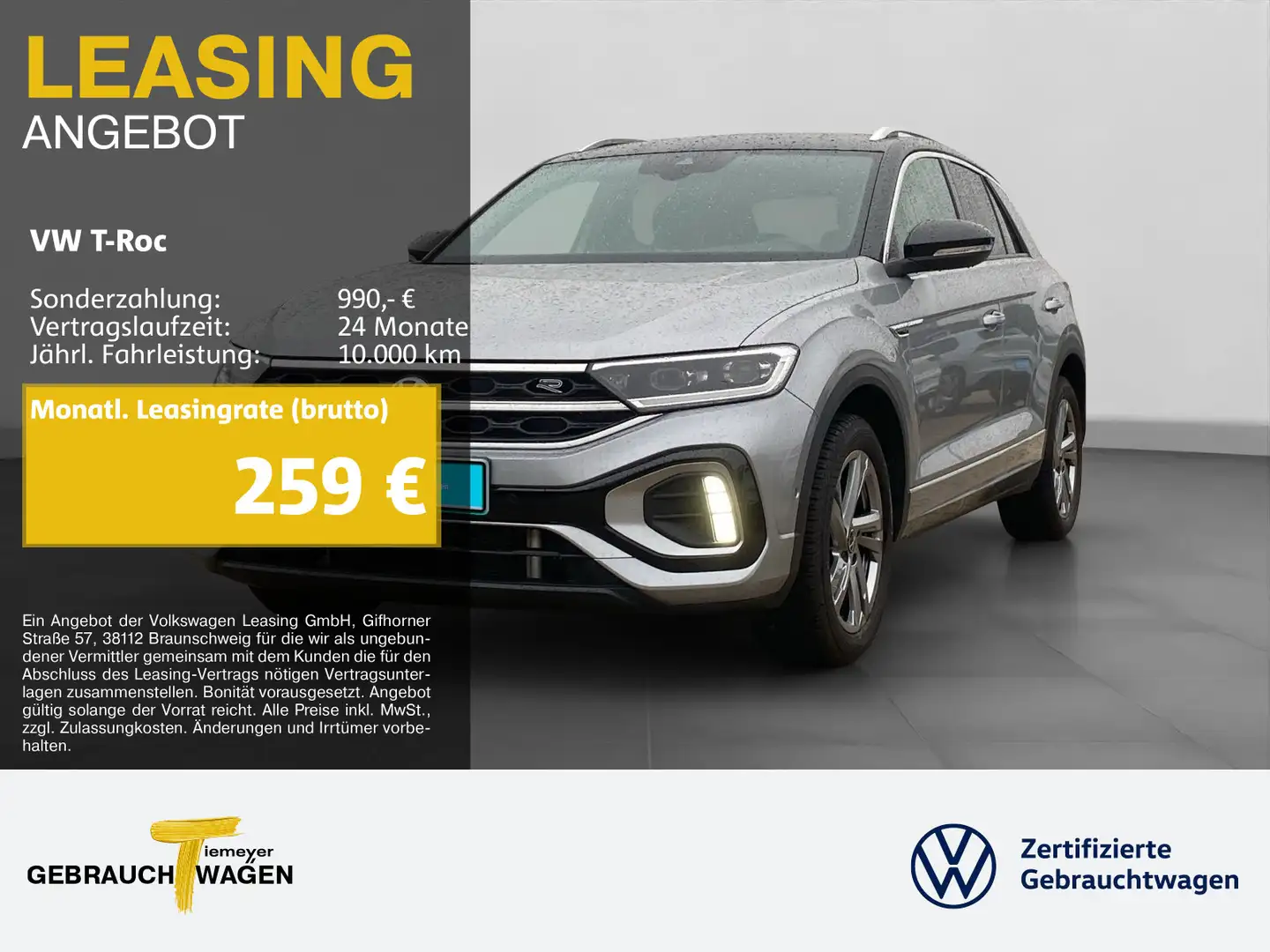 Volkswagen T-Roc 1.5 TSI DSG R-LINE LED KAMERA AHK NAVI Zilver - 1