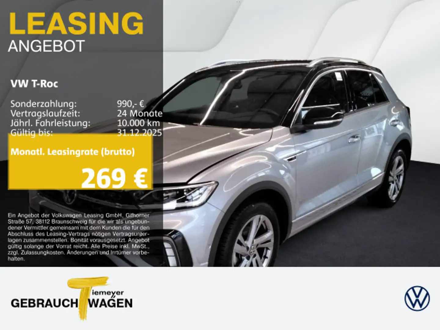 Volkswagen T-Roc 1.5 TSI DSG R-LINE LED KAMERA AHK NAVI Silber - 1