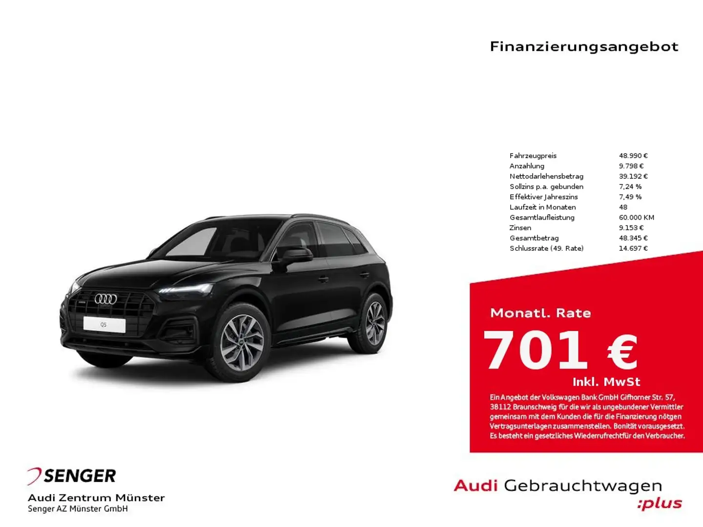 Audi Q5 Advanced 45 TFSI quattro S tronic Matrix Pano AHK Noir - 1