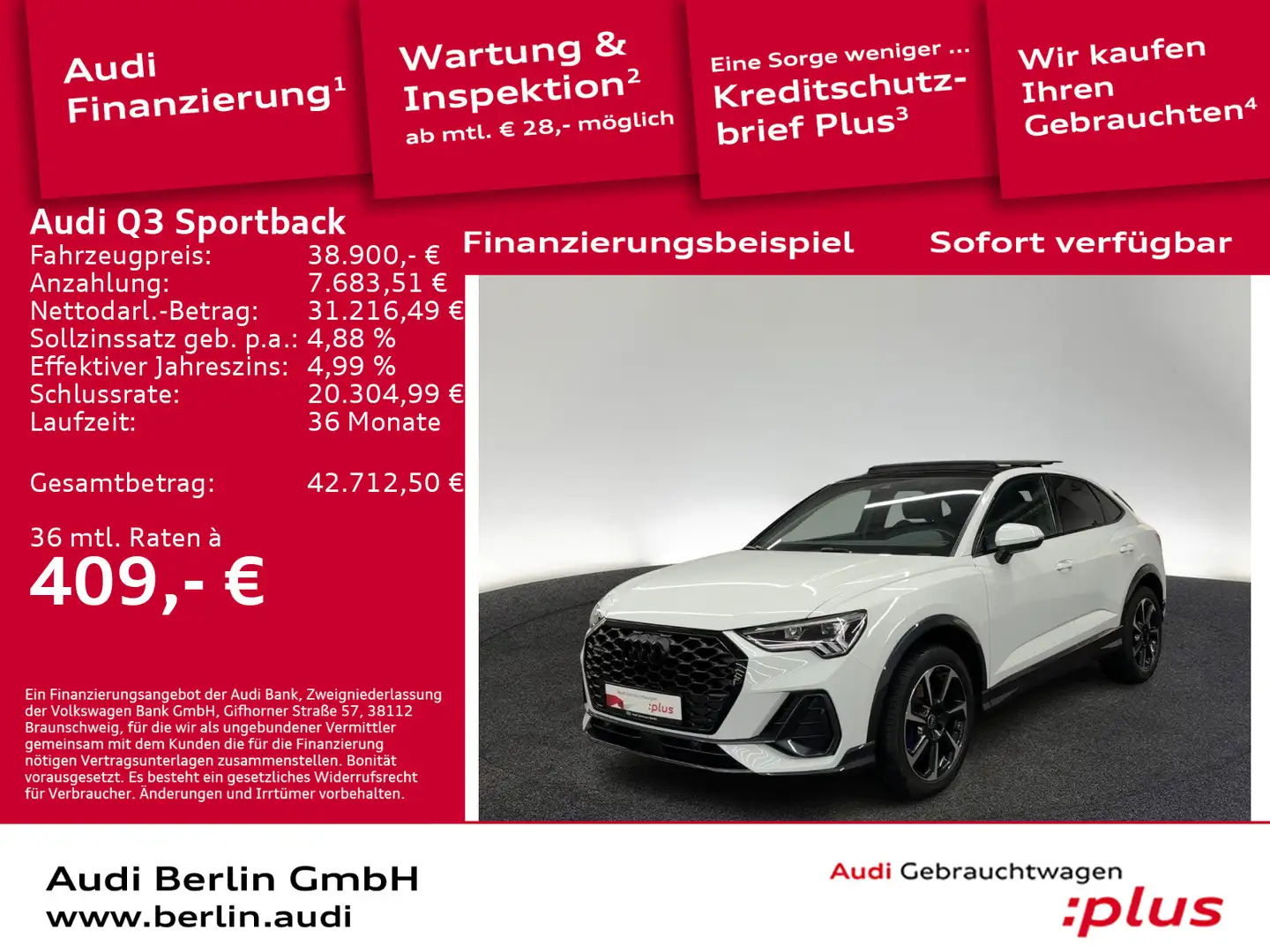 Audi Q3 40 TDI qu.S tr. STDHZG RFK PANO Blanc - 1