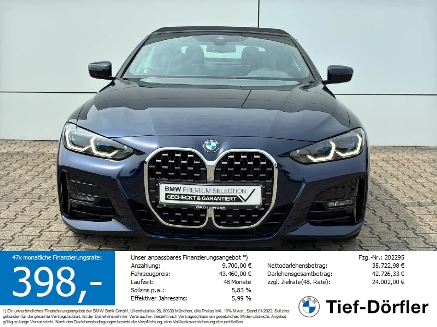 BMW 420 i SAG Cabrio M Sport LASER/LHZ/ACC/LEHNE/HiFi Bleu - 1