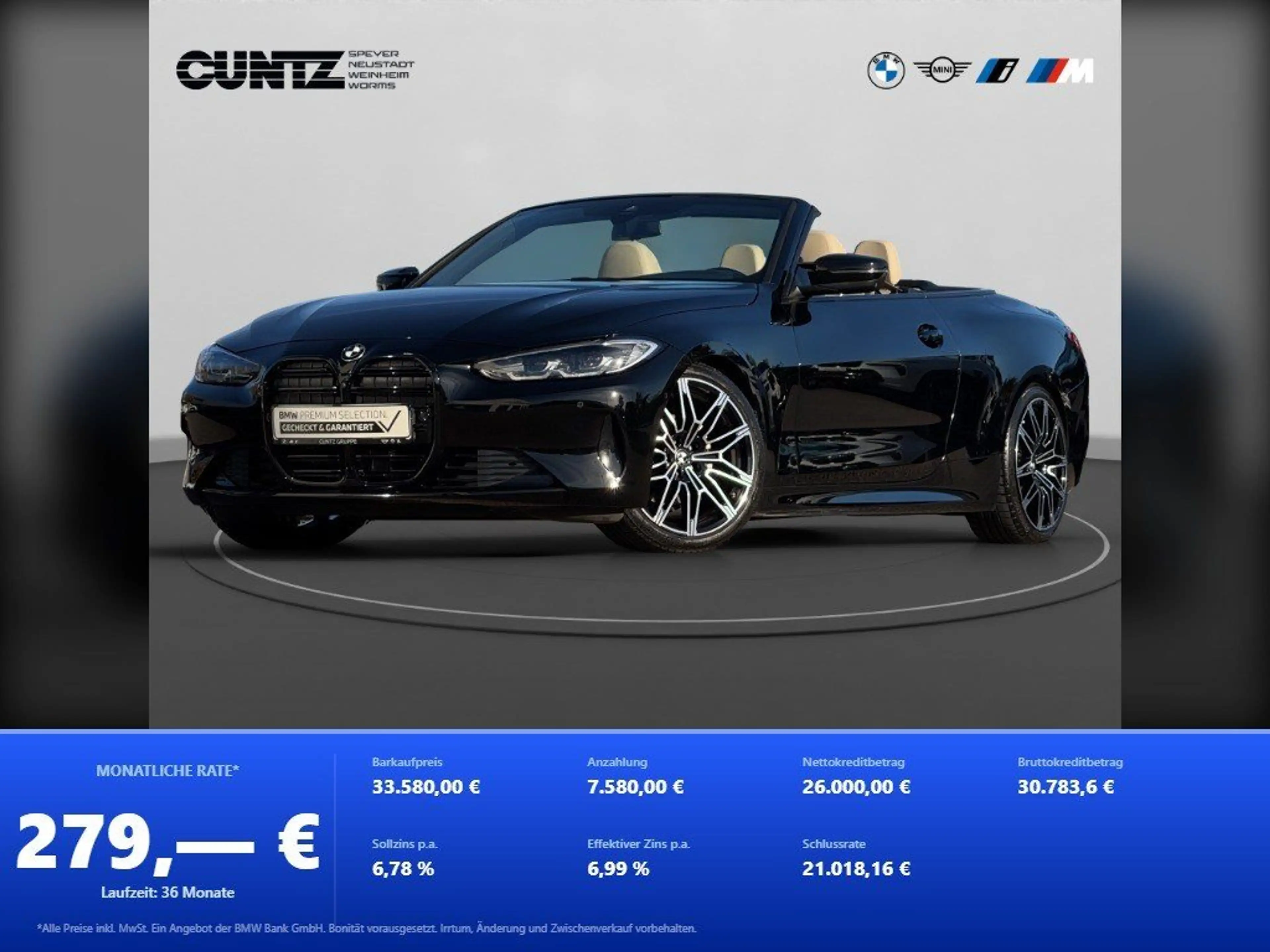 BMW 420 i Cabrio ParkingAssistPlus Lordose Komfortzugang